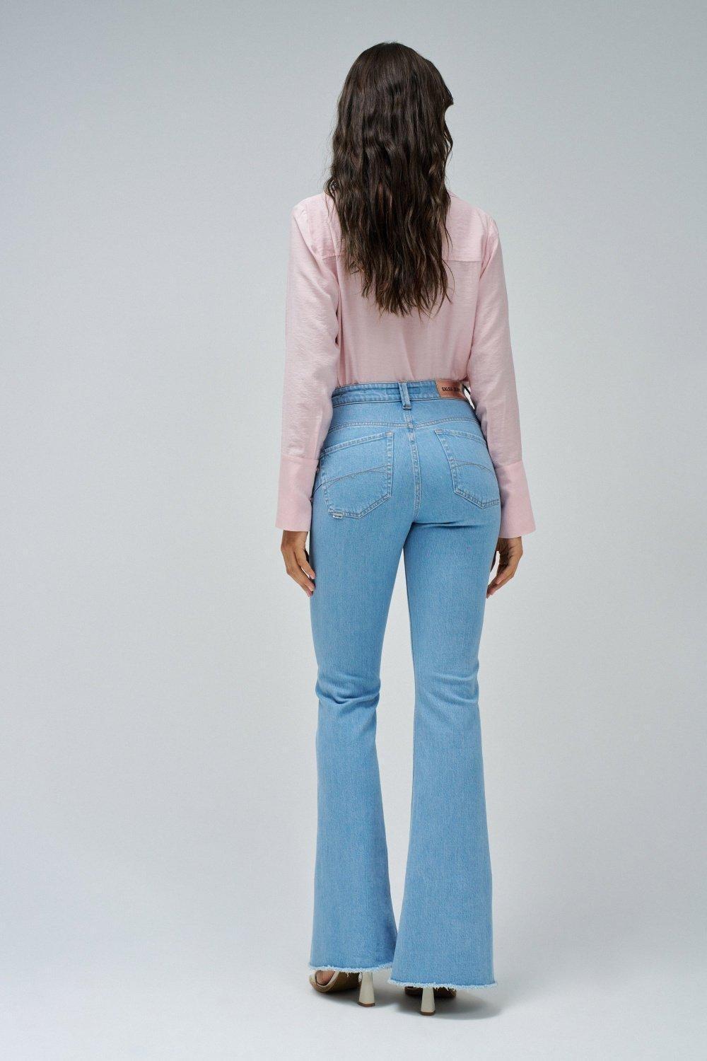Faith Push In Flare Jeans , Blue, large image number 0