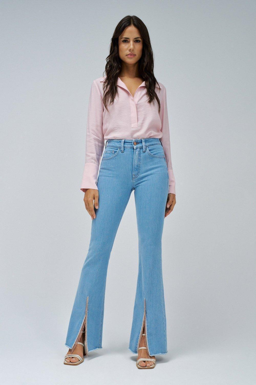 Faith Push In Flare Jeans , Blue, large image number 1