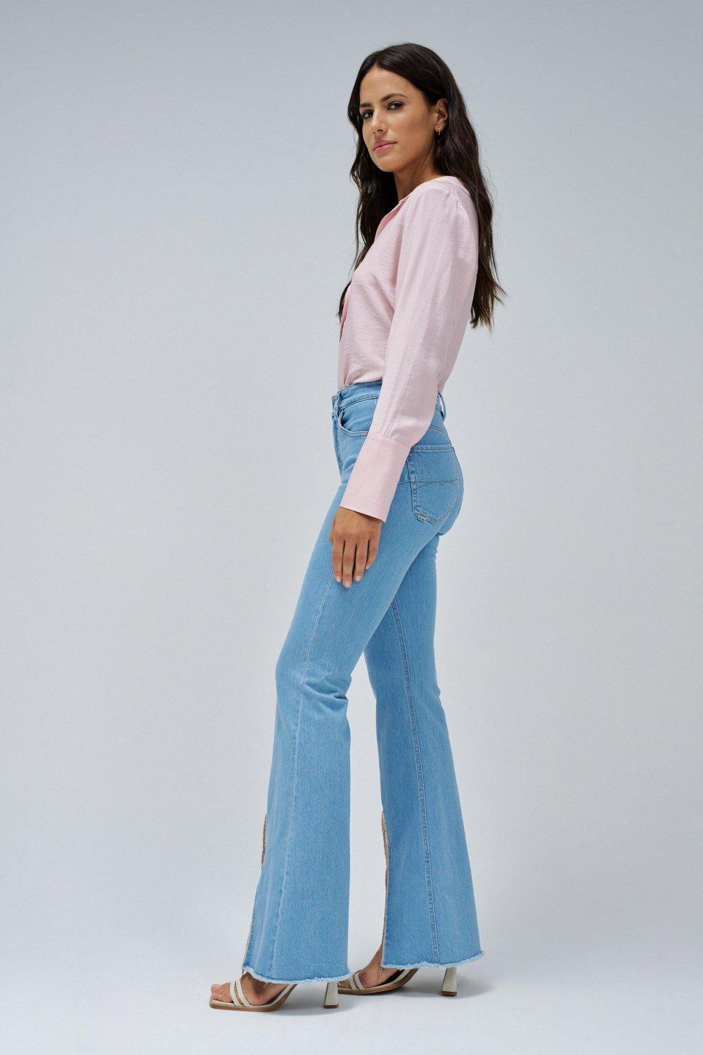 Faith Push In Flare Jeans , Blue, large image number 2