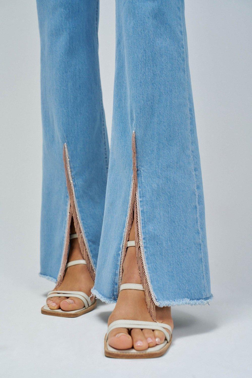 Faith Push In Flare Jeans , Blue, large image number 4