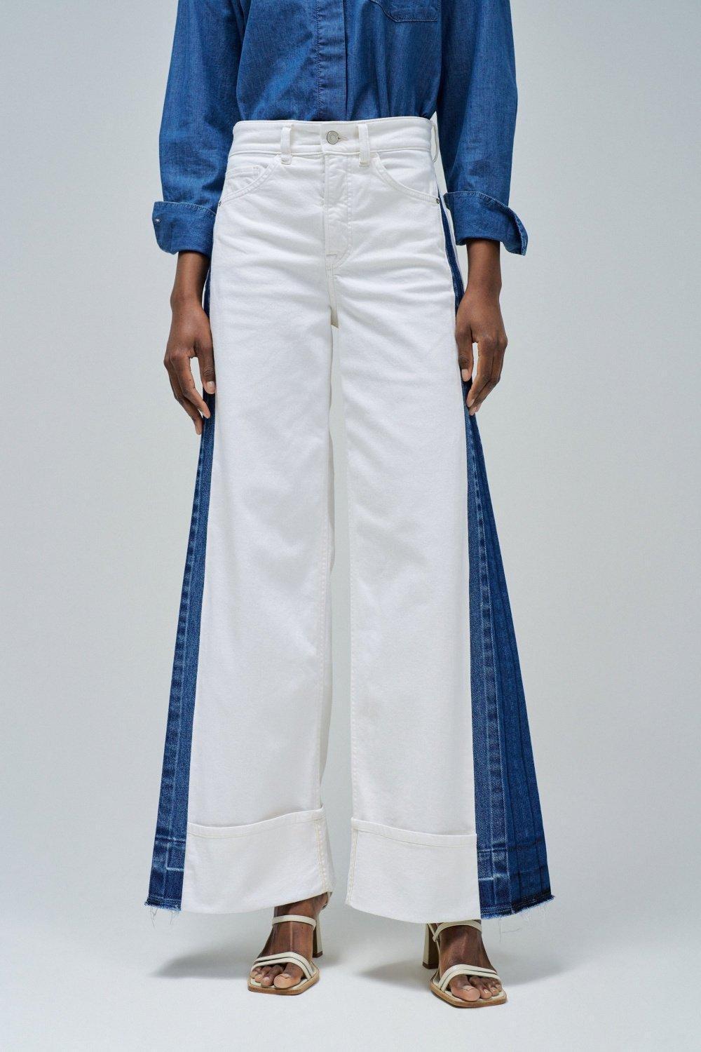 Faith Push In Wide Jeans, White, medium