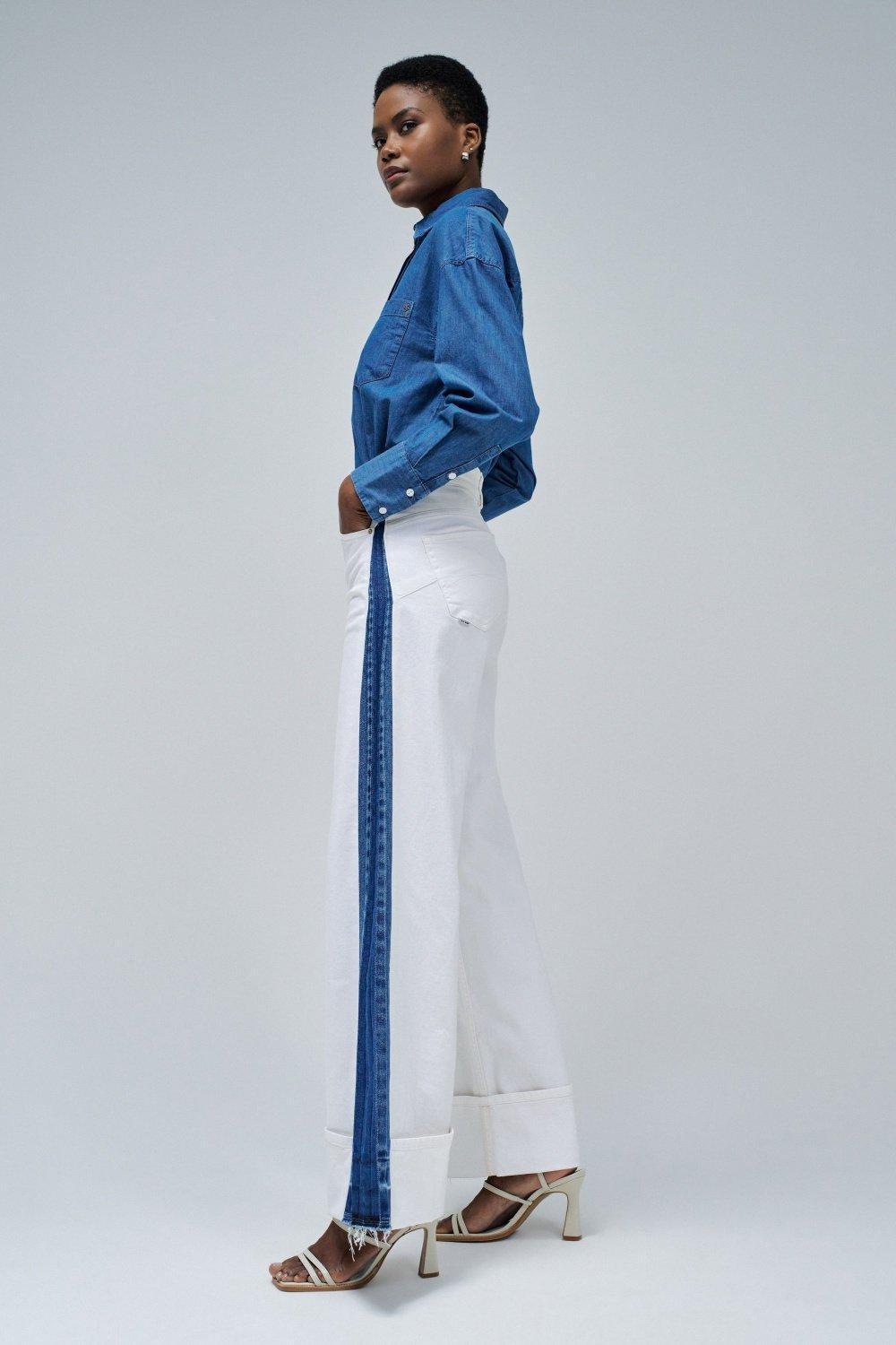 Faith Push In Wide Jeans, White, medium