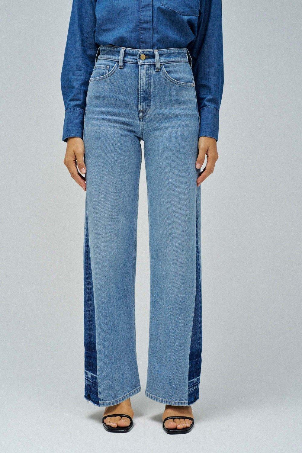 Faith Push In Wide Jeans , Blue, medium