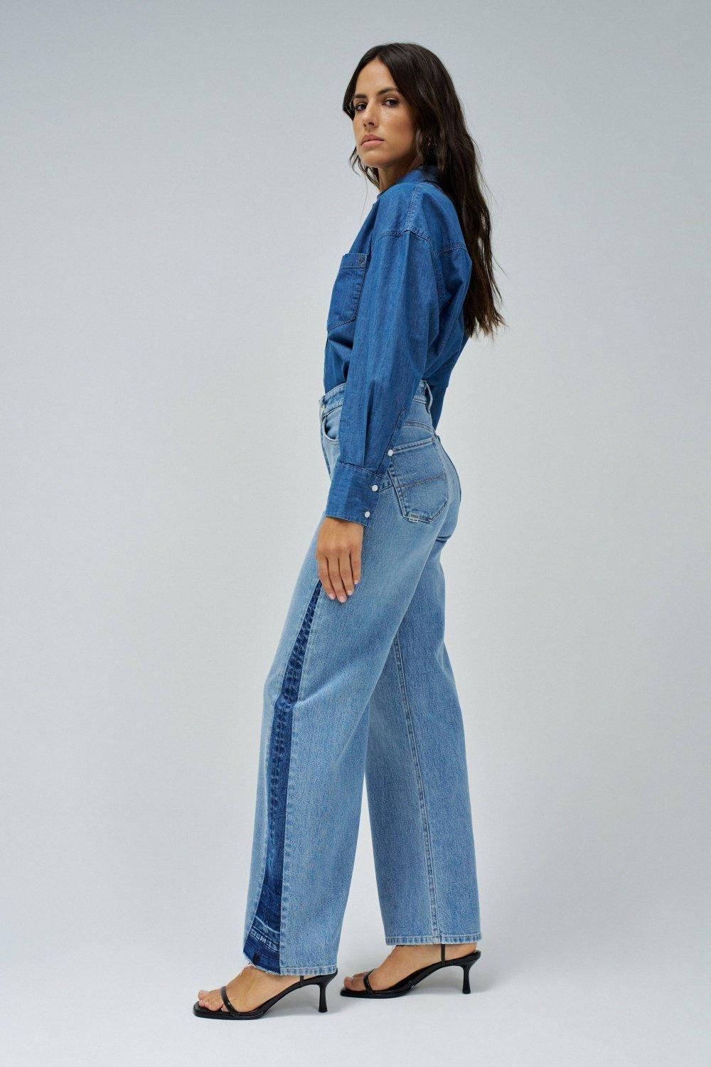 Faith Push In Wide Jeans&nbsp;, Blue, medium