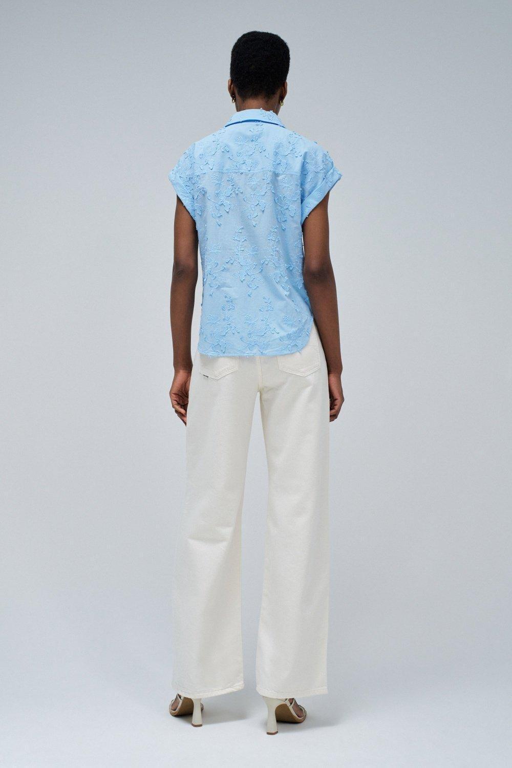 Top With Floral Embroidery&nbsp;, Blue, large image number 3
