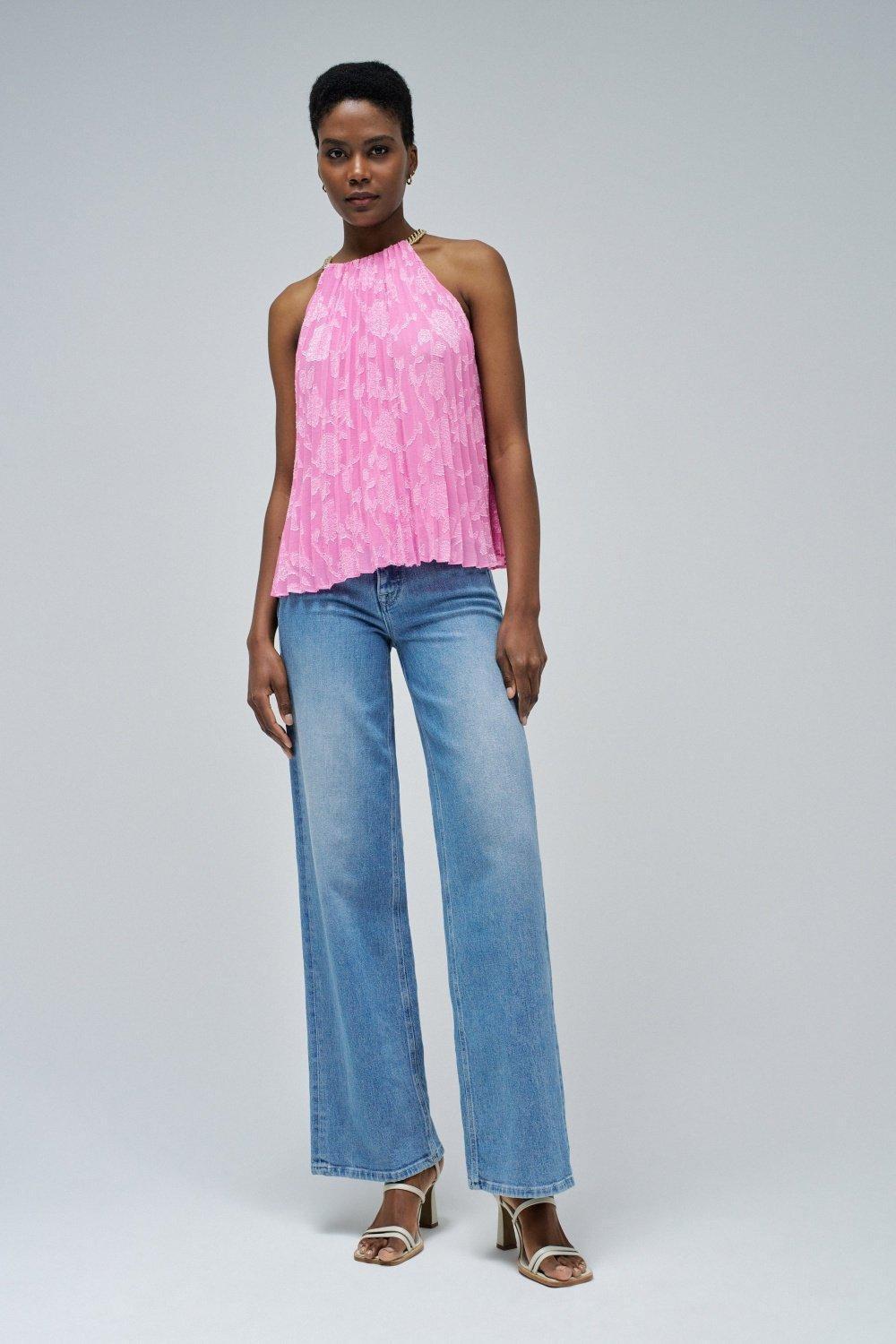 Pink Pleated Top, , large image number 1
