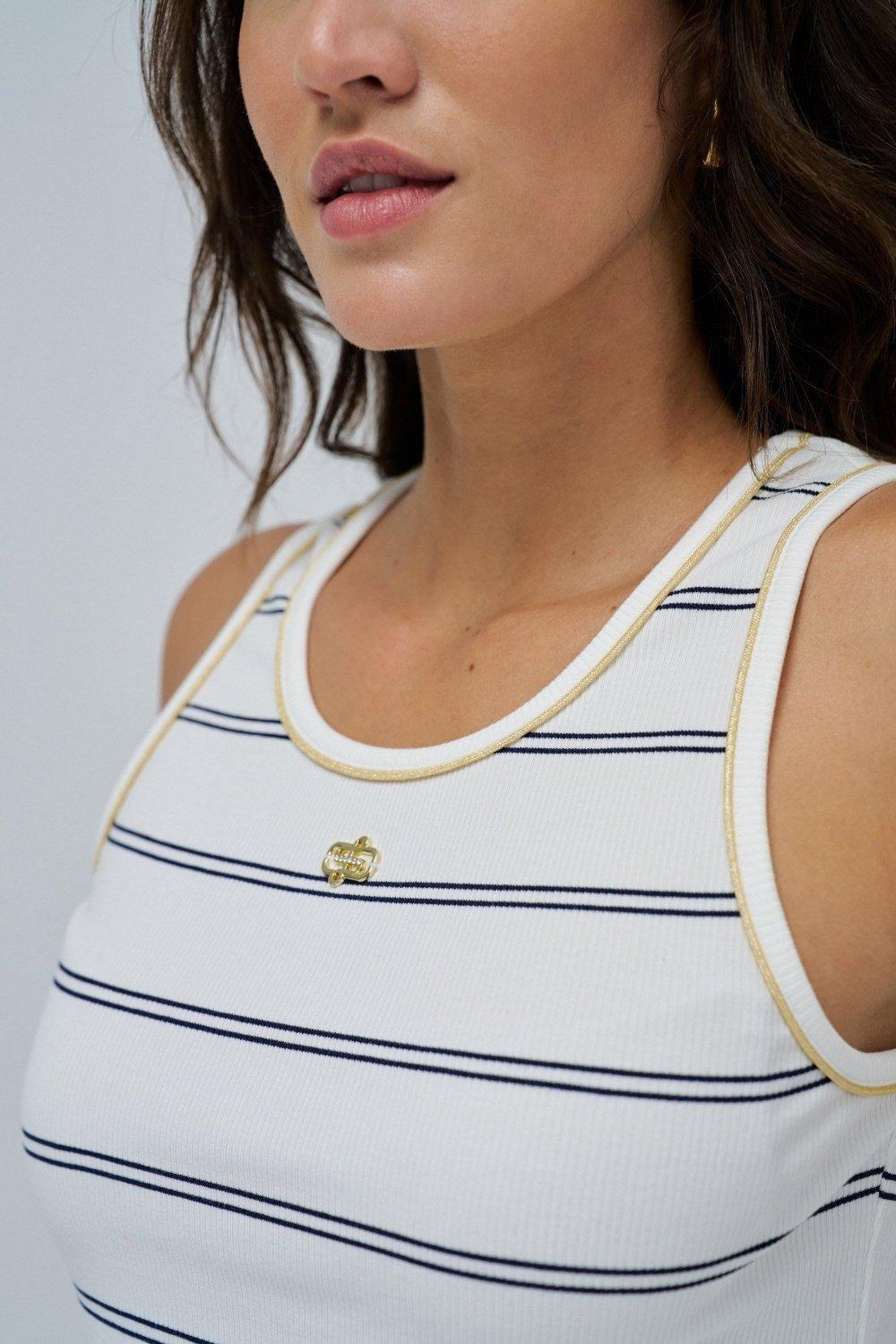White Basic Top With Lurex Threads, , large image number 4