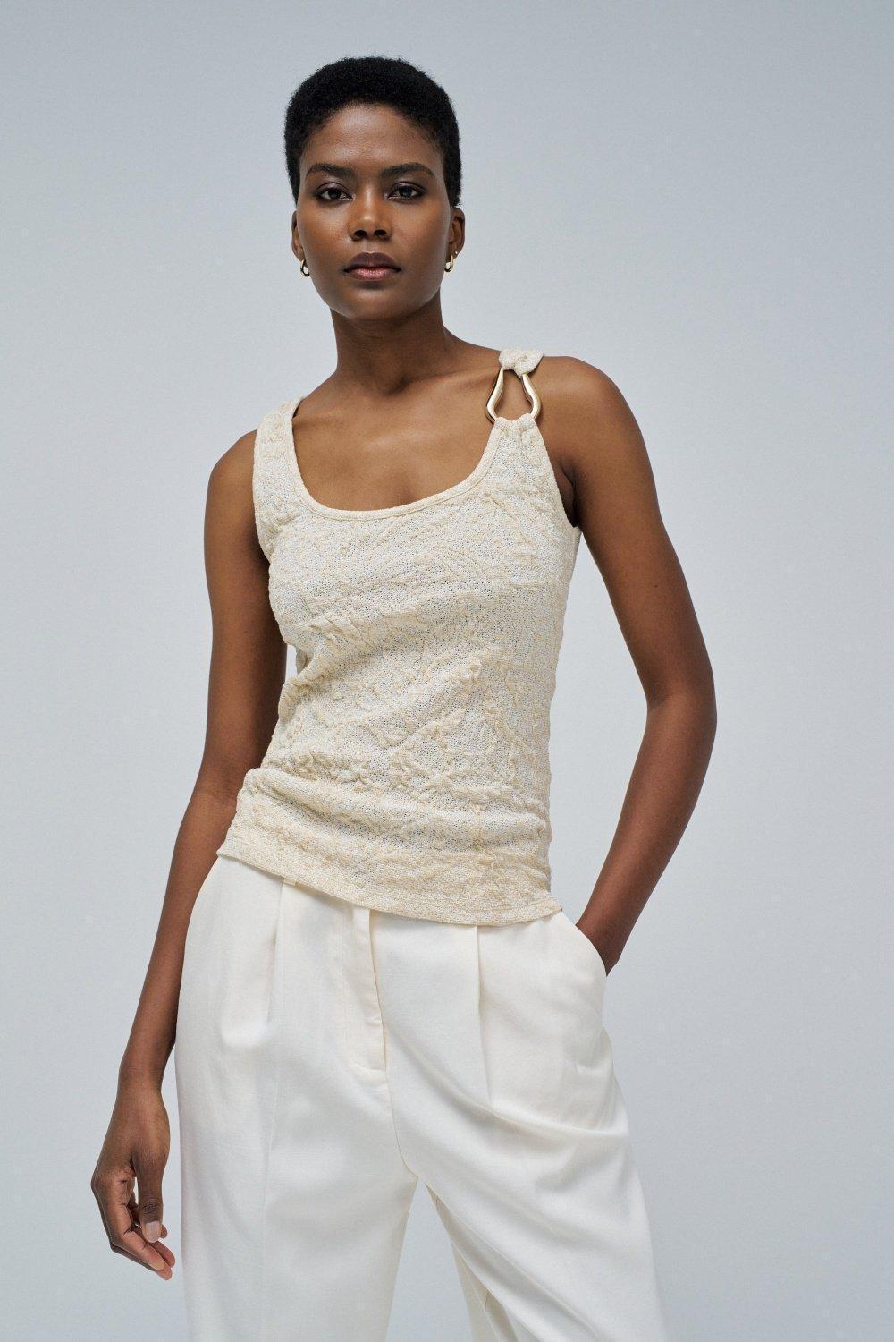 BEIGE TEXTURED TOP, , medium