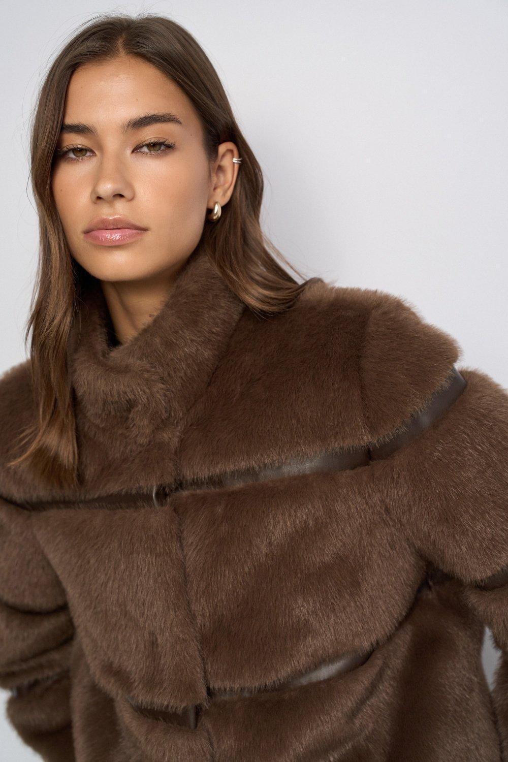 Fur Coat, Brown, large image number 4