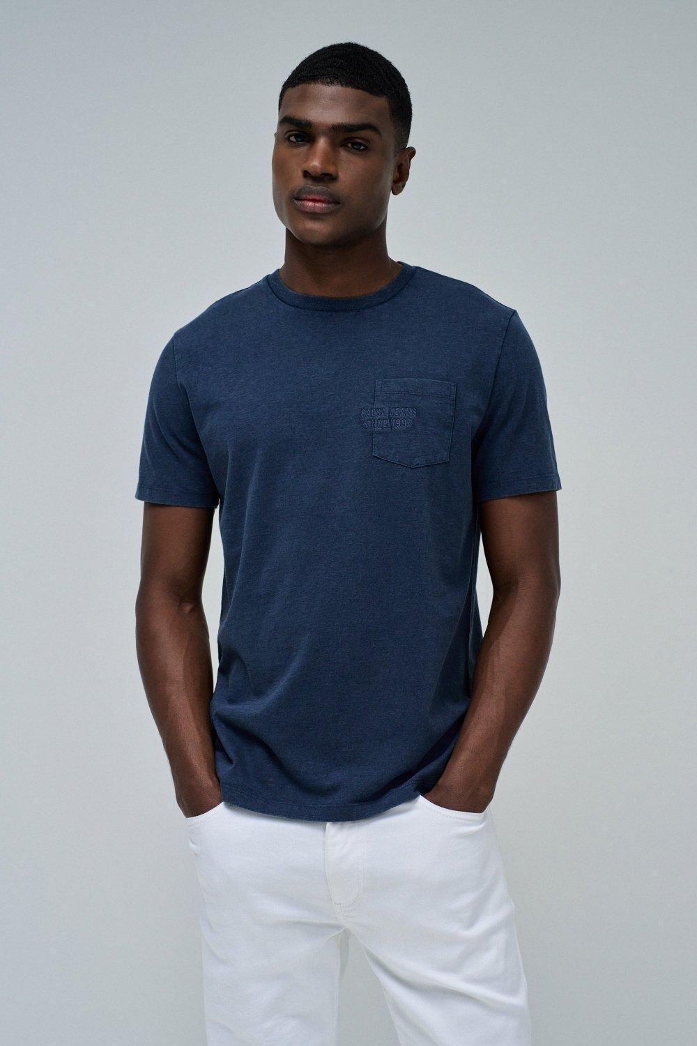 T-Shirt With Branding&nbsp;, Blue, medium