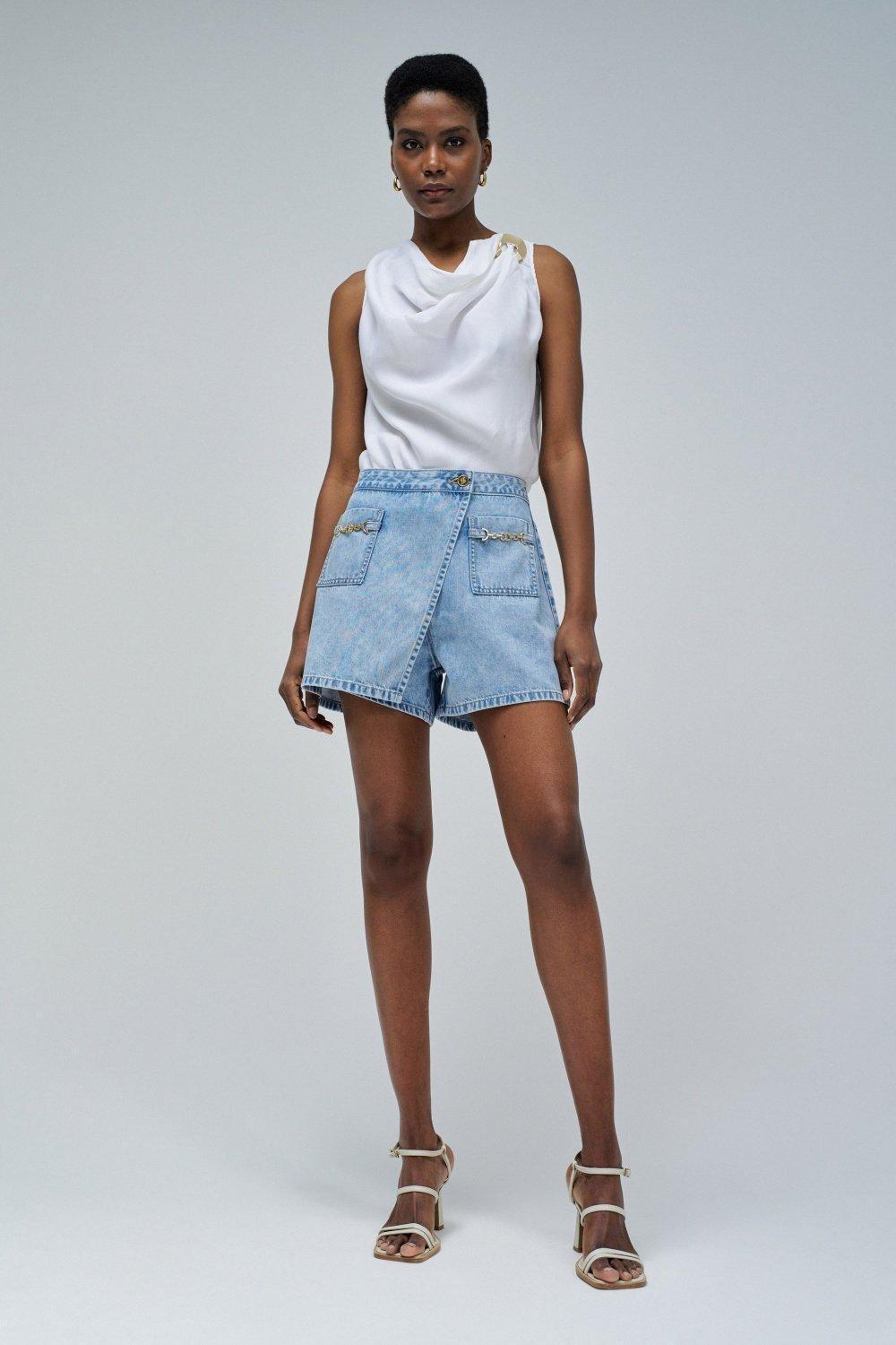 Skort With Front Pockets, Blue, large image number 1