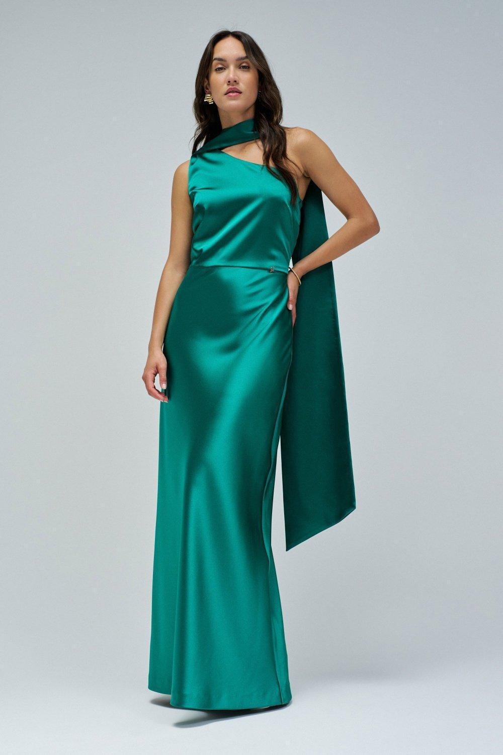 Satin Dress&nbsp;, Green, medium