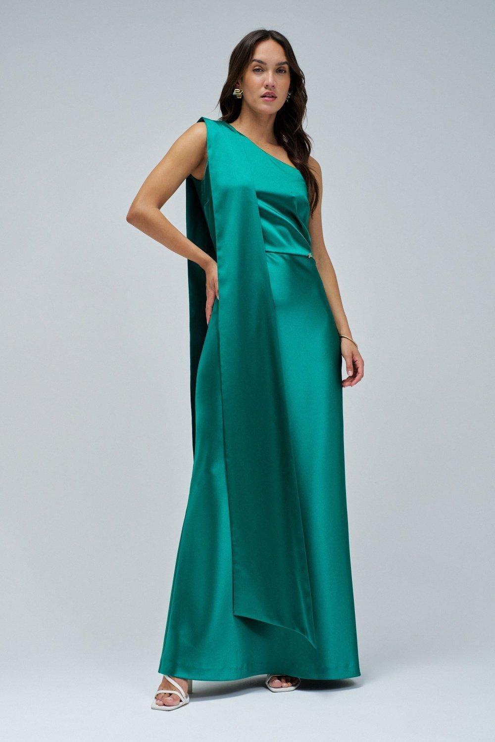 Satin Dress&nbsp;, Green, medium