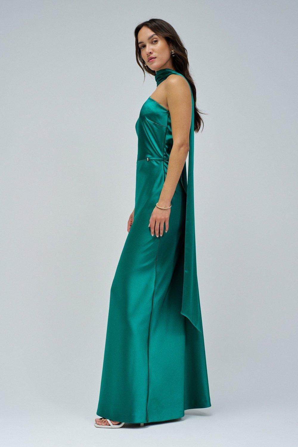 Satin Dress&nbsp;, Green, medium