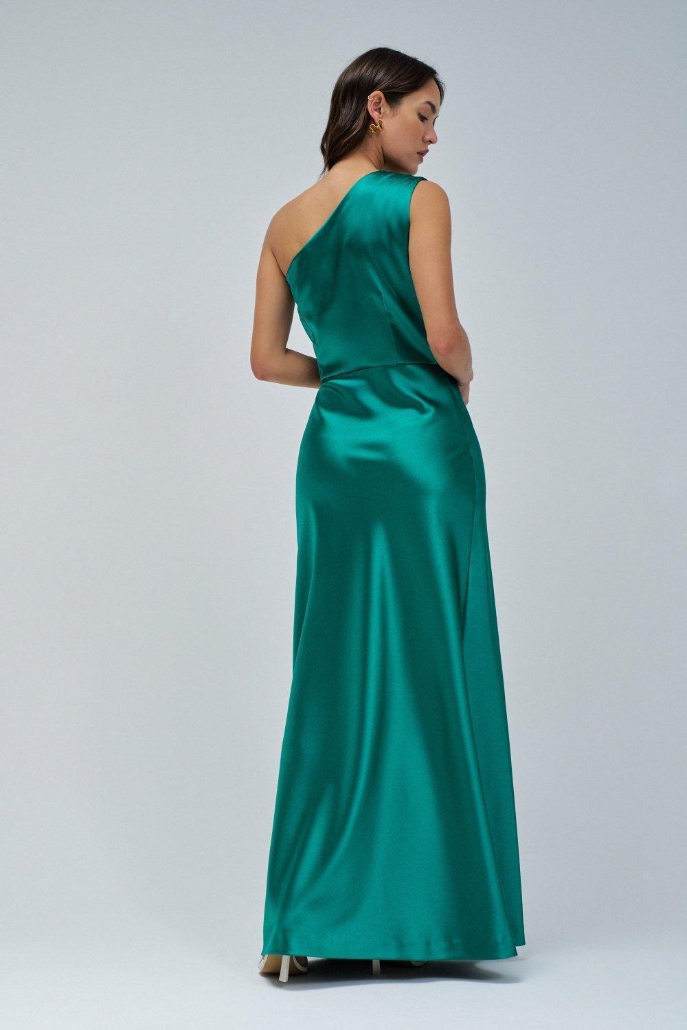 Satin Dress , Green, large image number 3