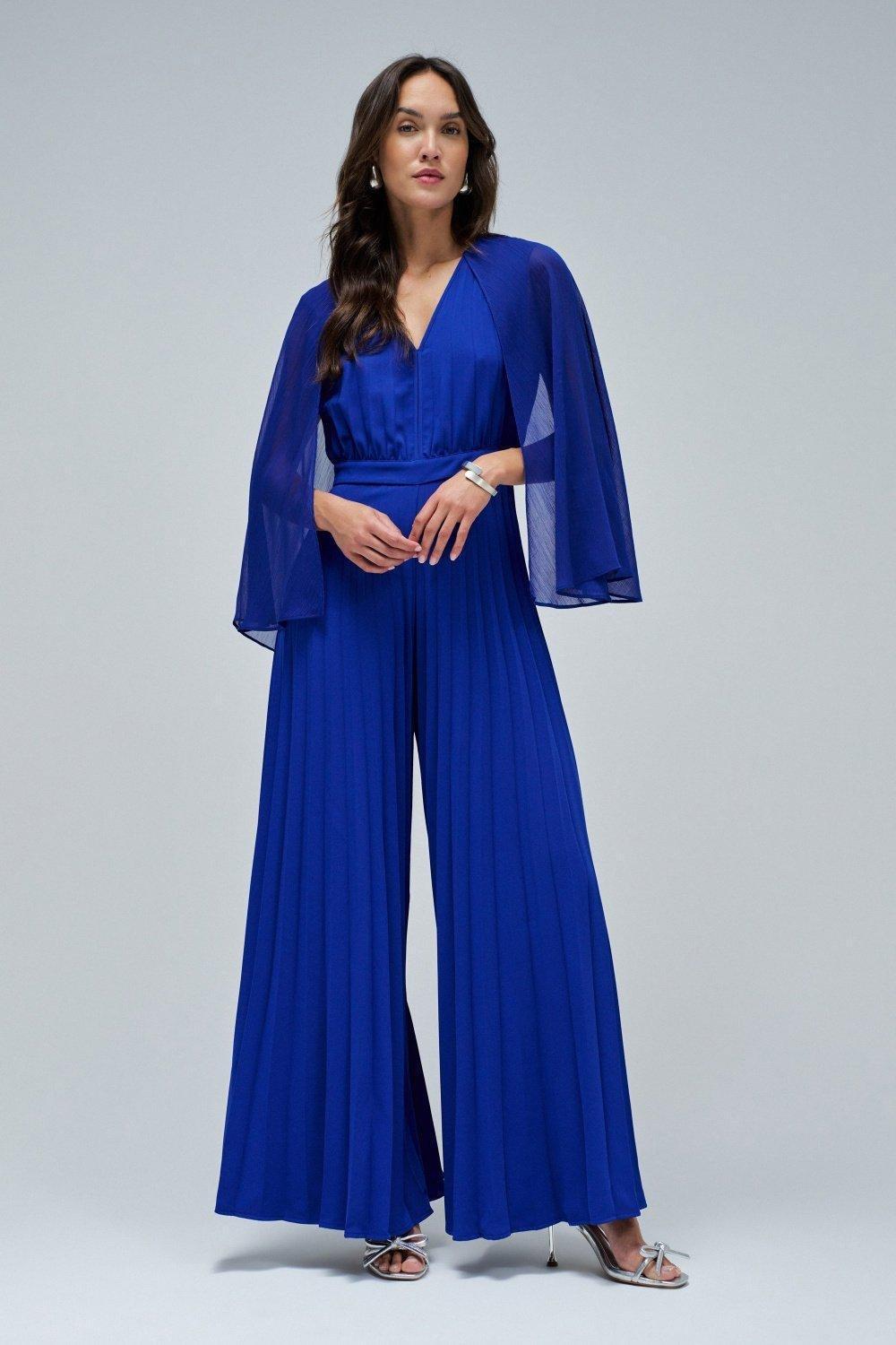 Pleated Jumpsuit , Blue, medium