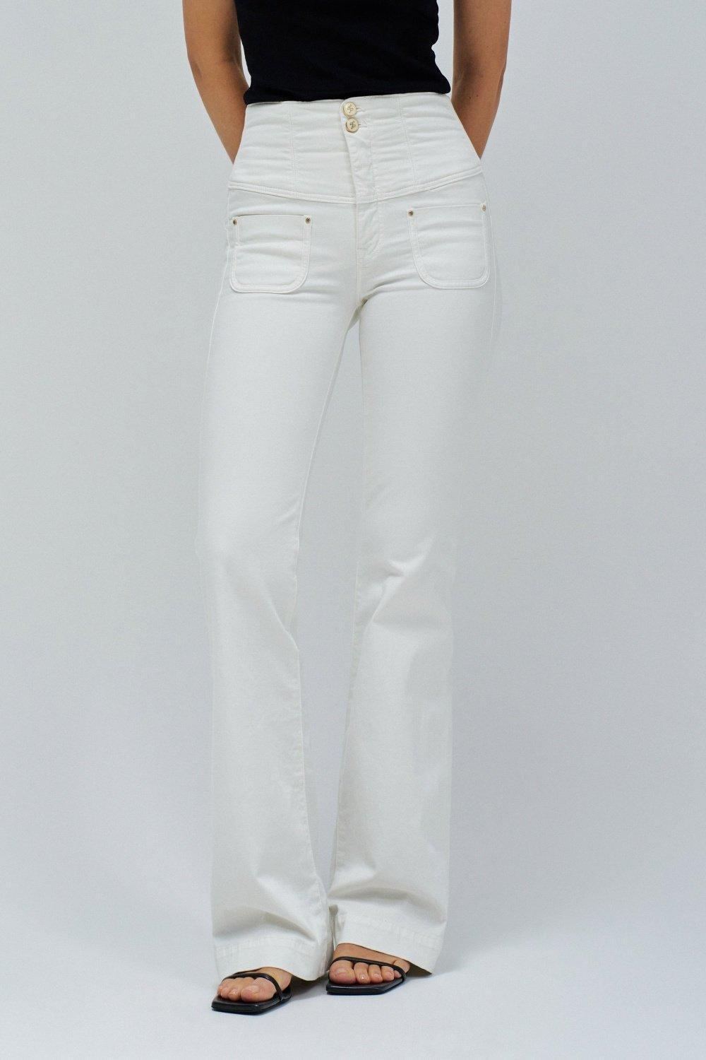 Diva Flare Front Pockets Jeans&nbsp;, White, medium