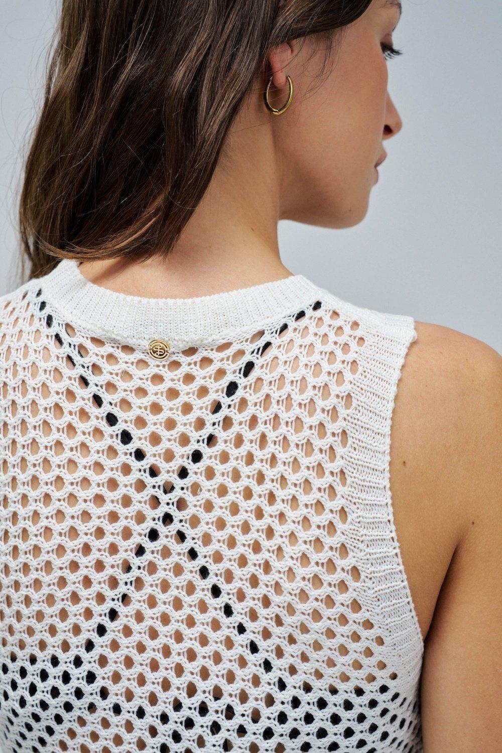 Crochet Dress, Beige, large image number 4