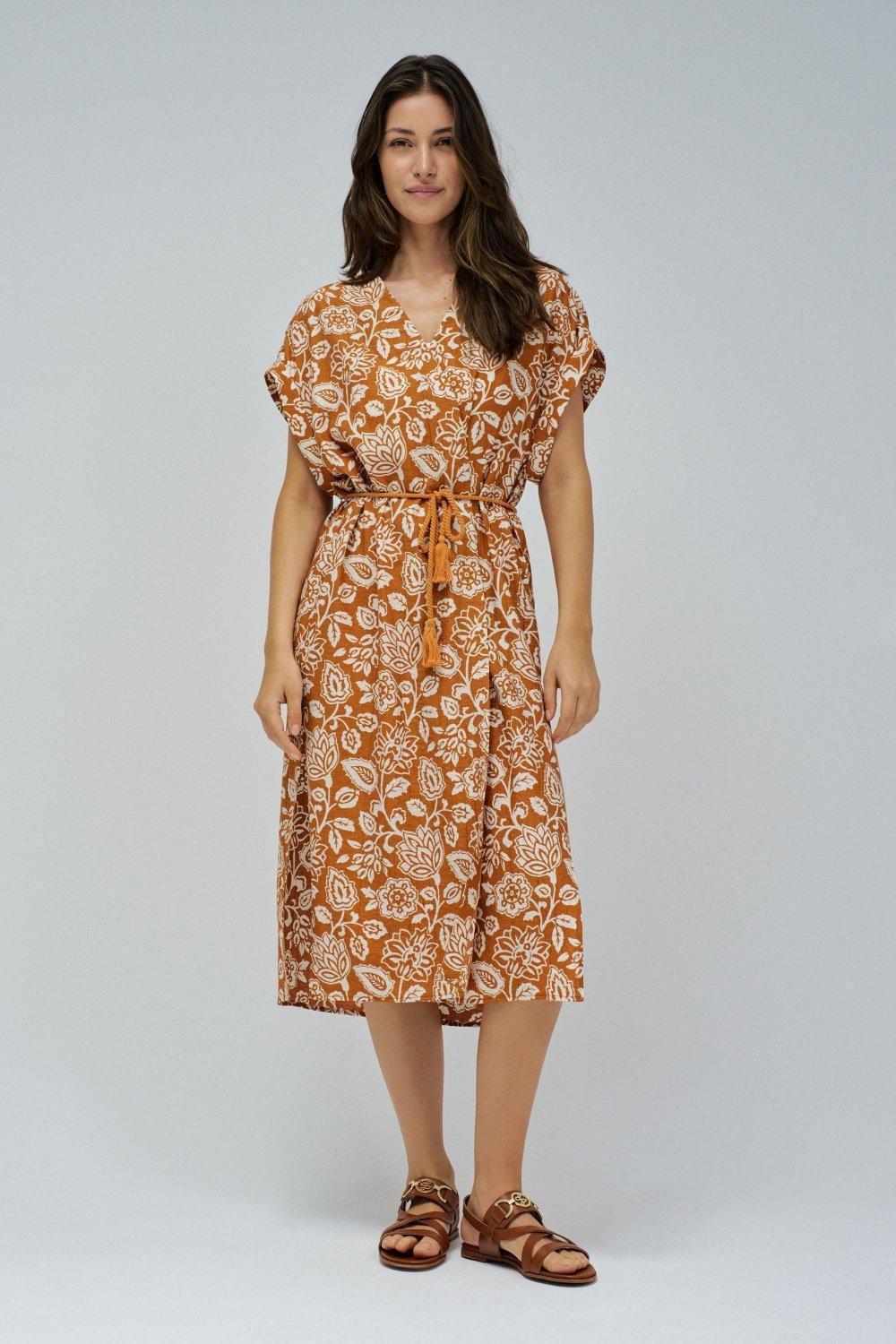 Orange Kimono Midi, , large image number 0