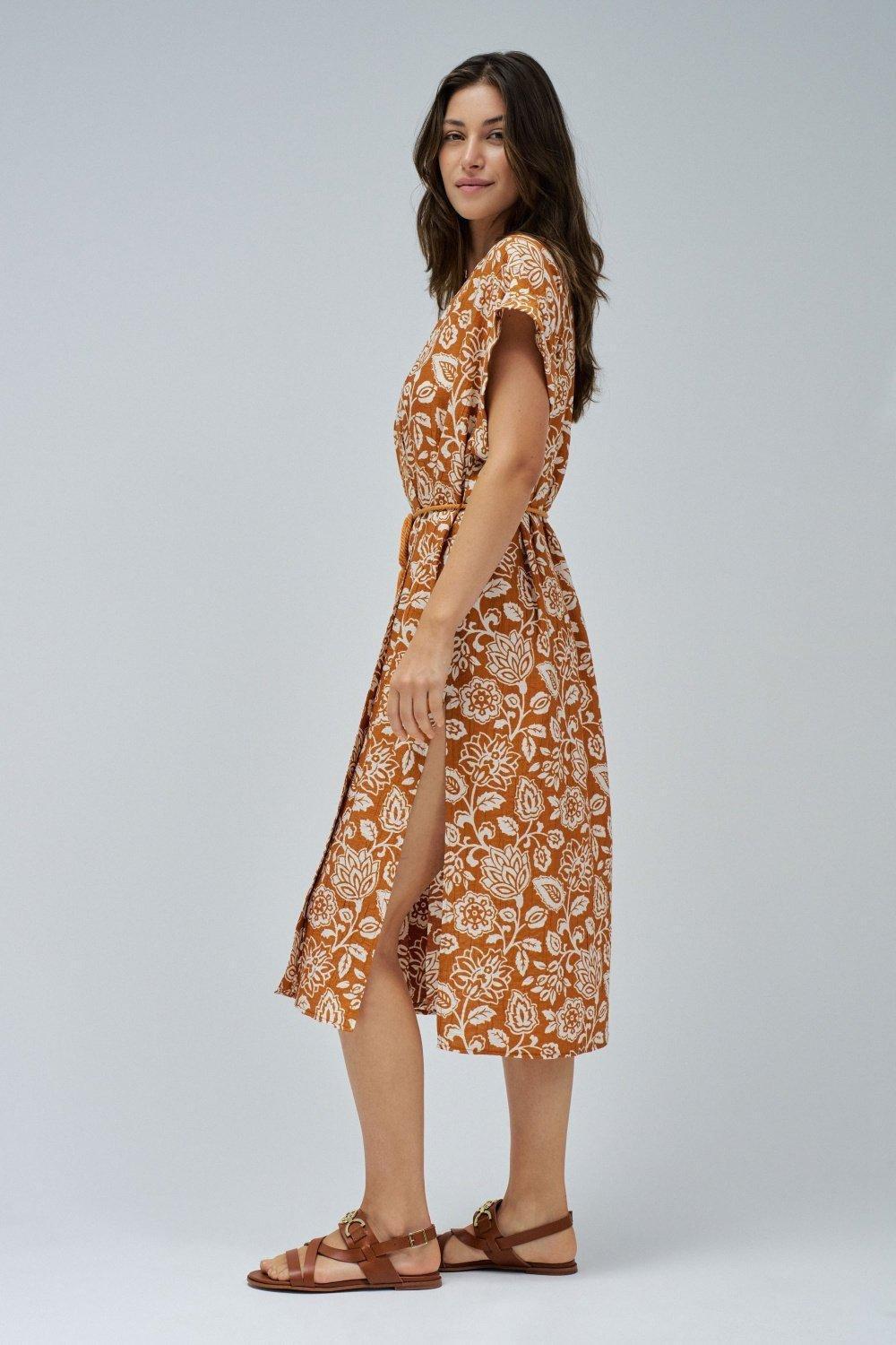 Orange Kimono Midi, , large image number 2