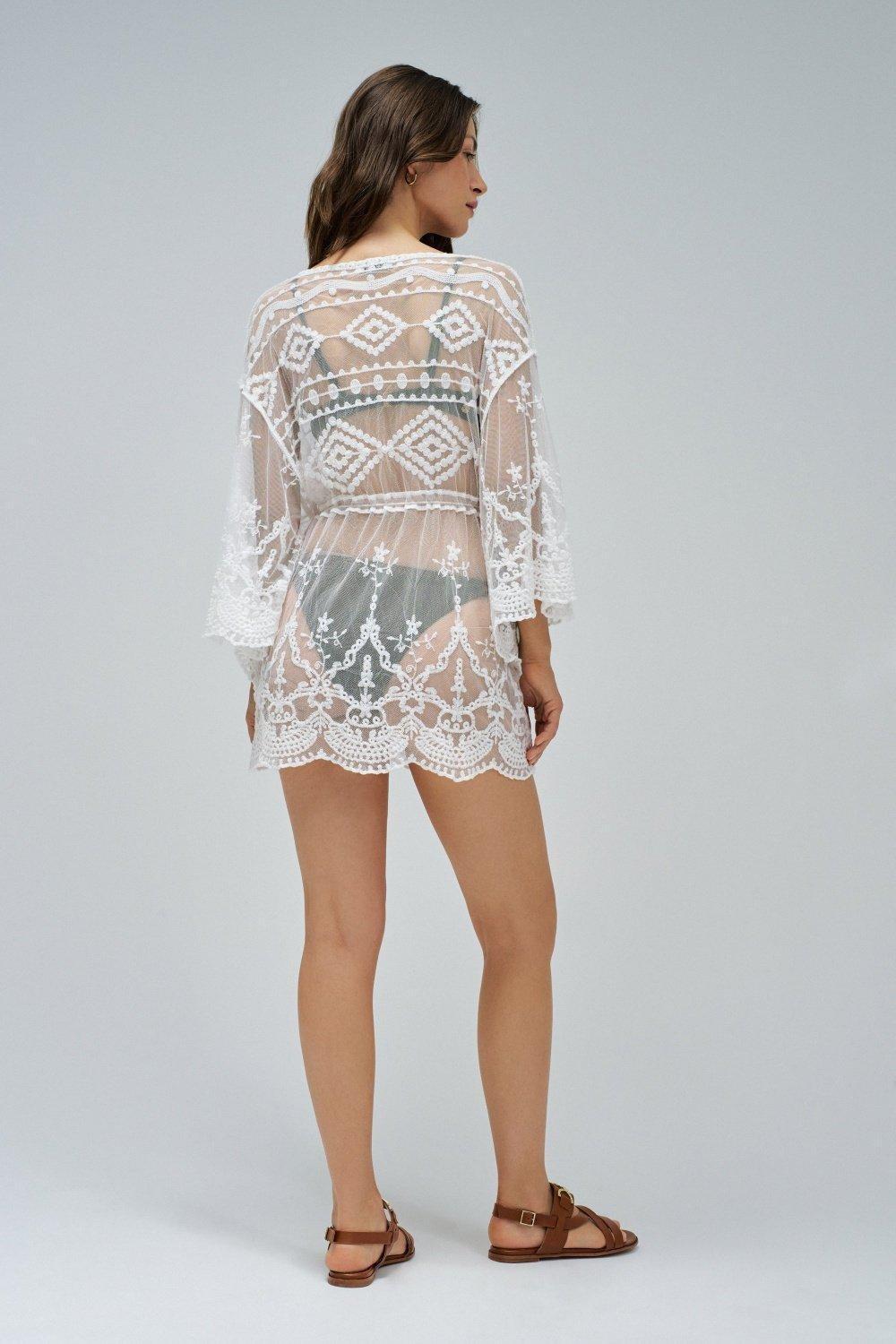 Beige Transparent Tunic, Beige, large image number 3