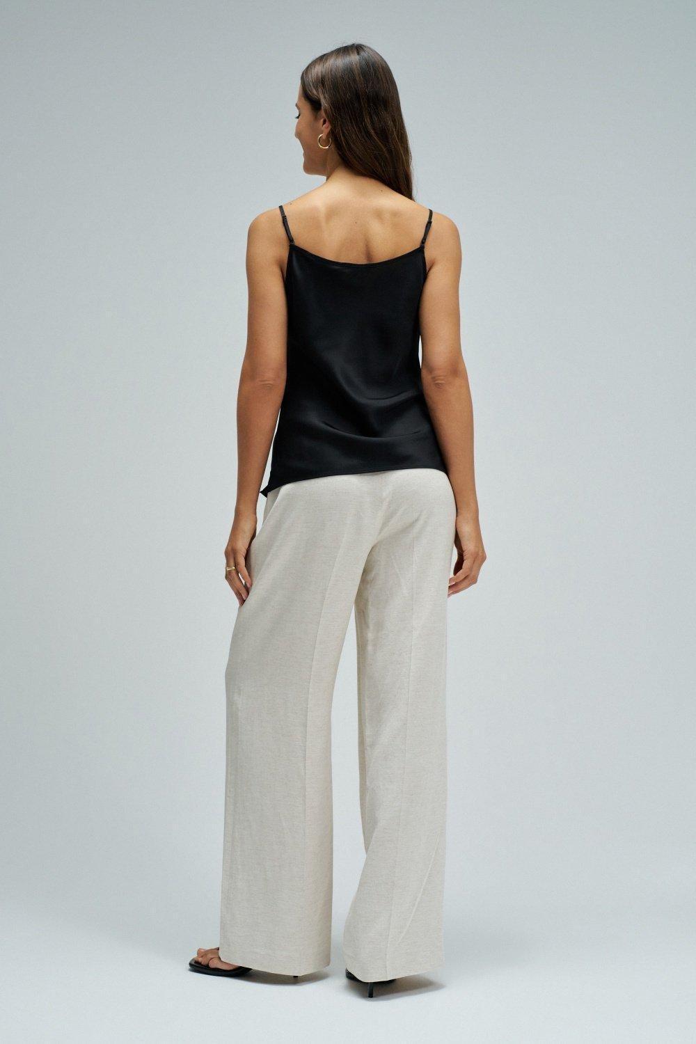 Satin Top With Lace, Black, large image number 3