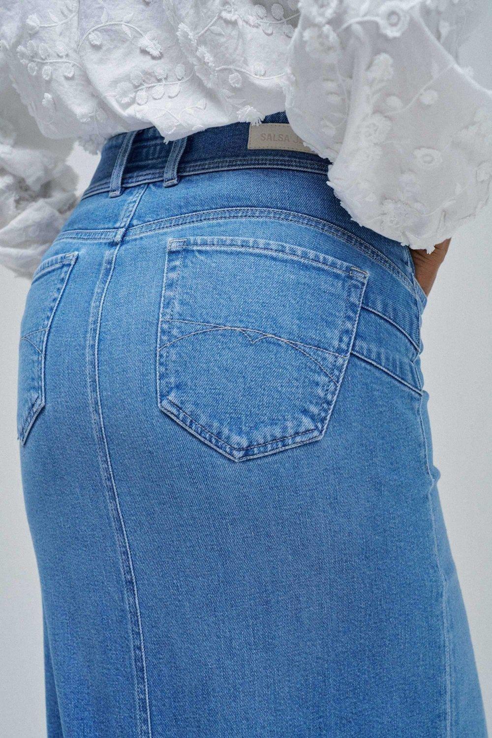 Secret Push In Midi Skirt, Blue, large image number 3