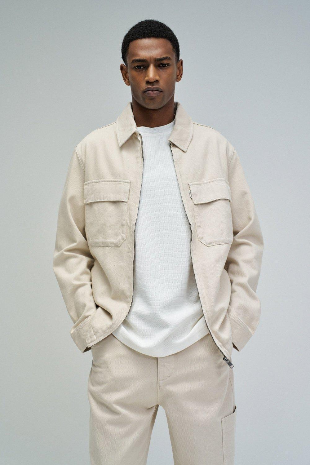 Light Denim Shirt Jacket, Grey, medium