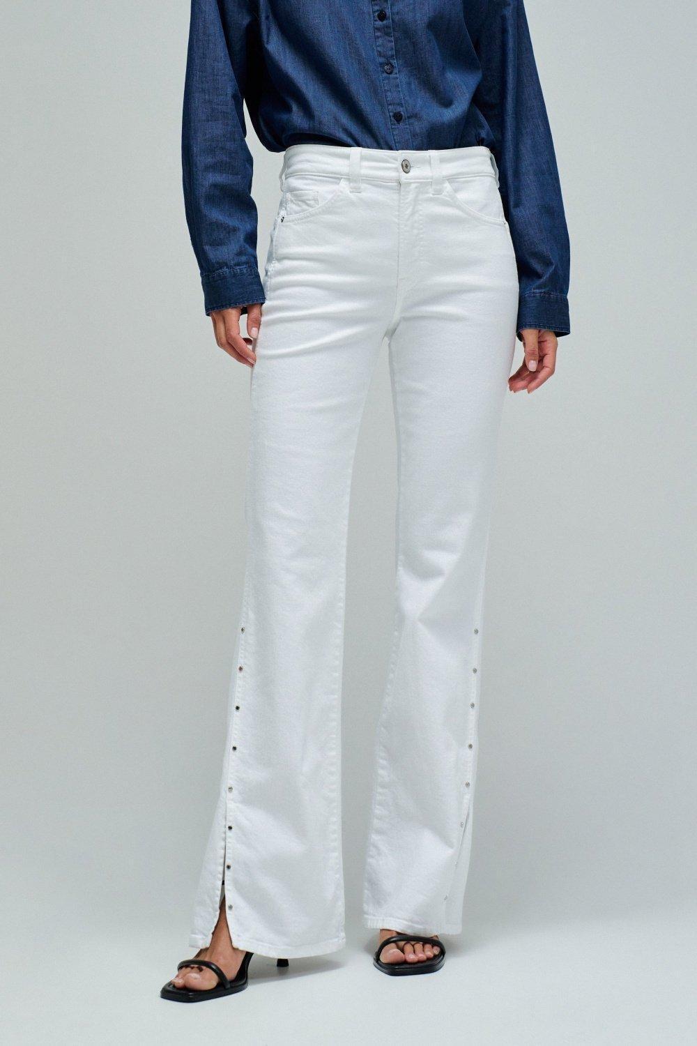 Faith Push In Flare Jeans, White, large image number 0