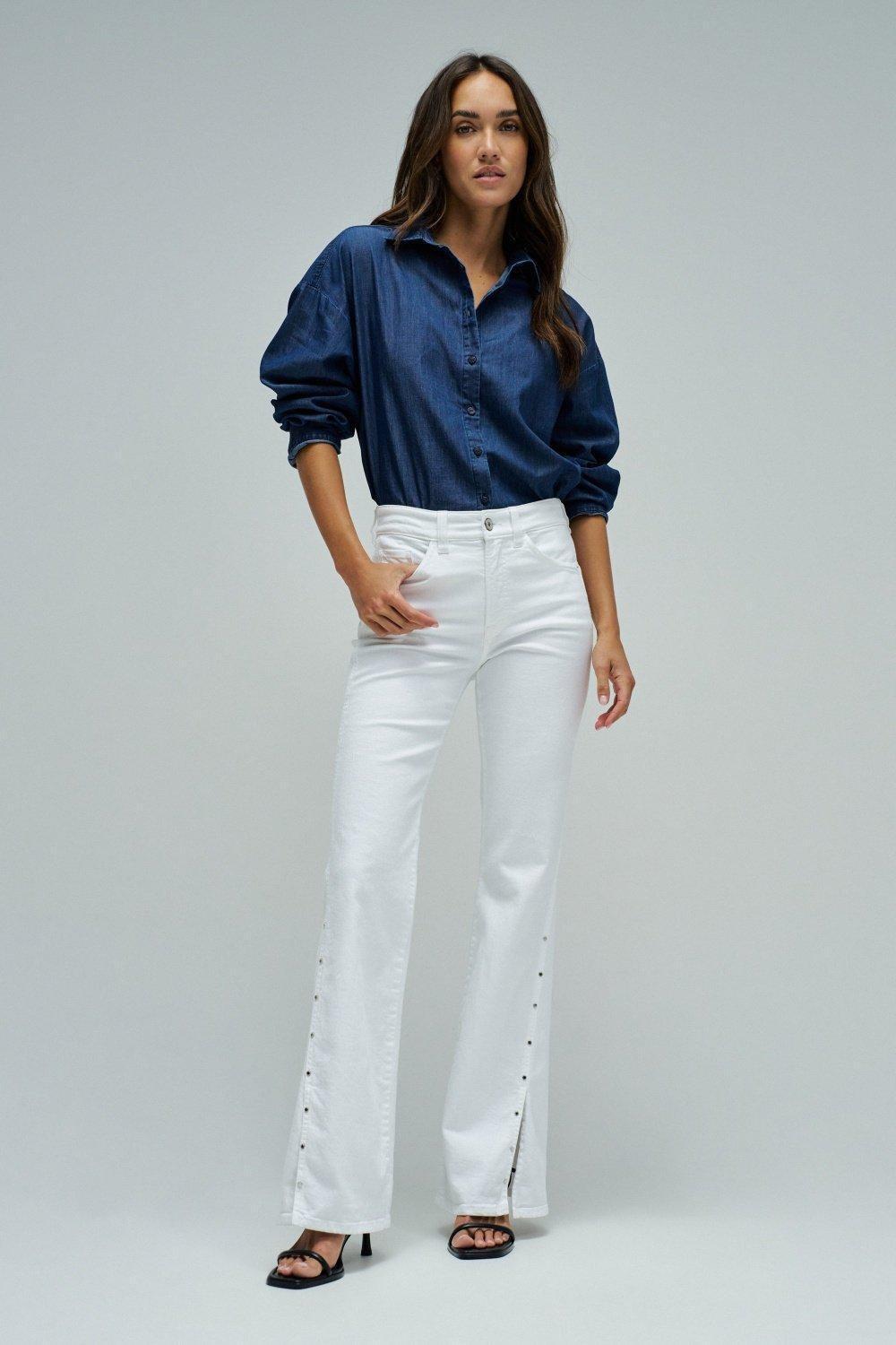 Faith Push In Flare Jeans, White, medium