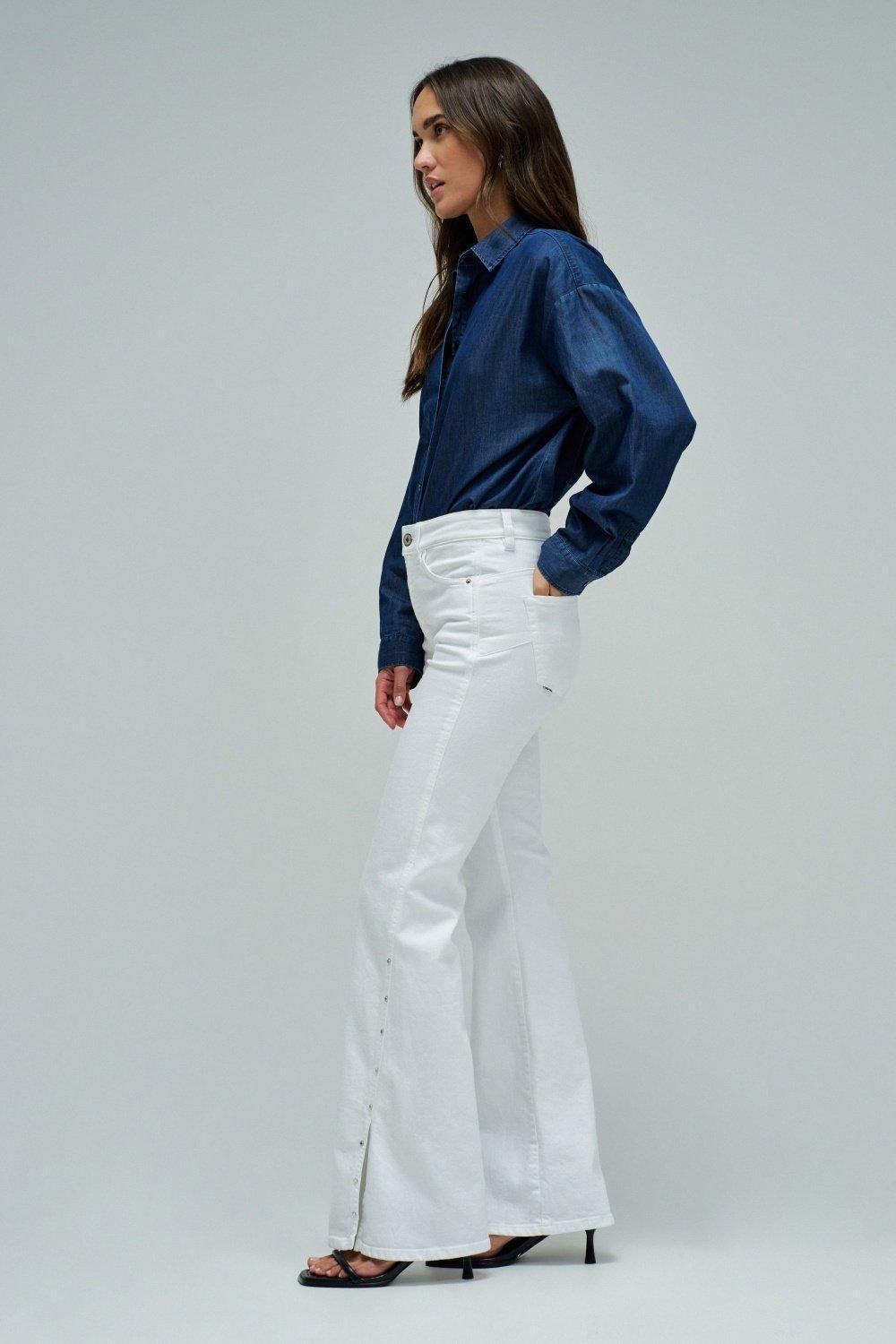 Faith Push In Flare Jeans, White, medium