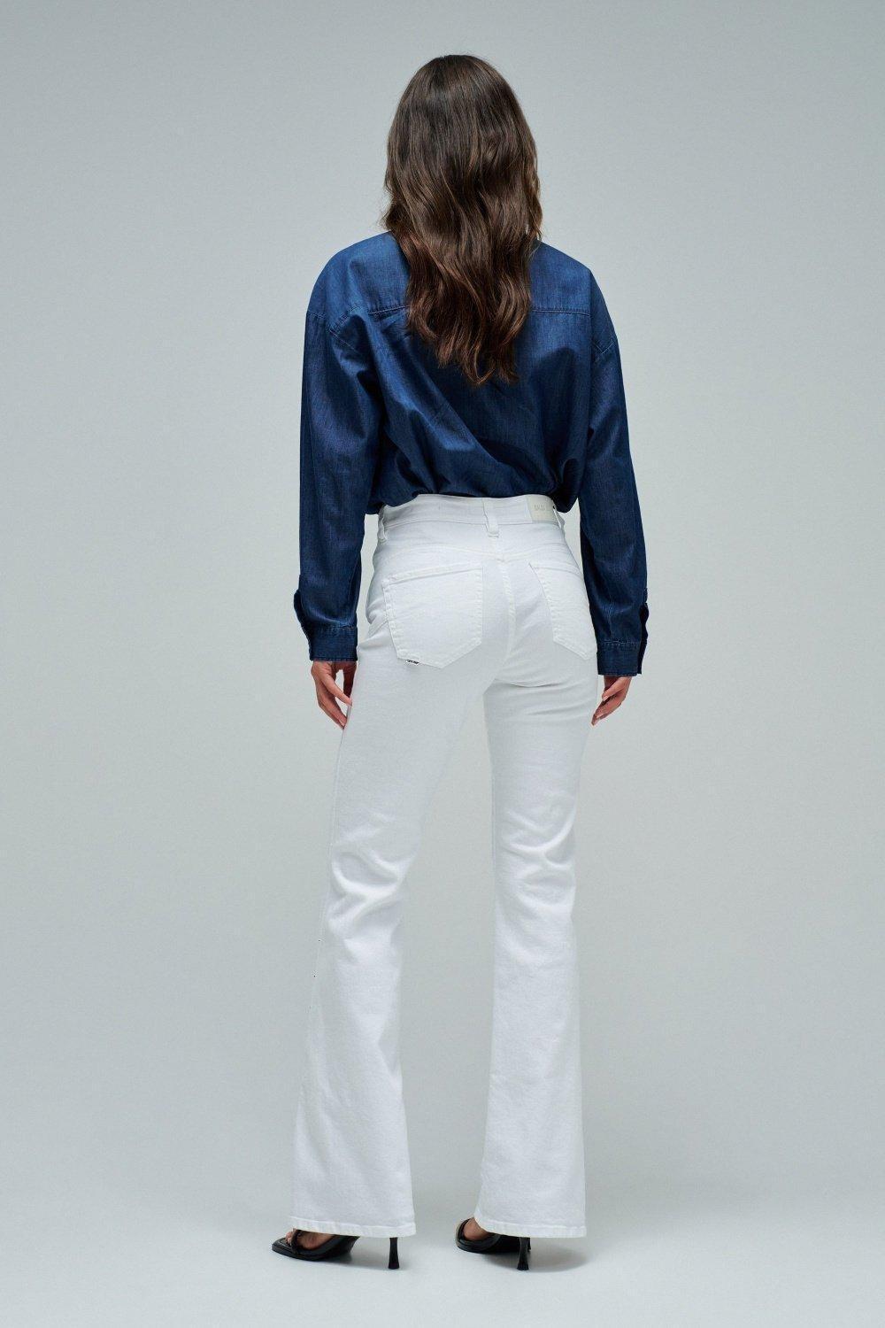 Faith Push In Flare Jeans, White, large image number 3