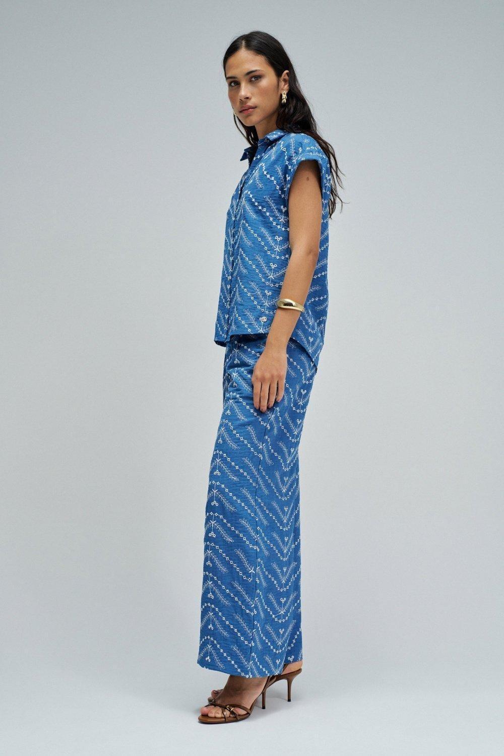 Shirt With Embroidery, Blue, medium