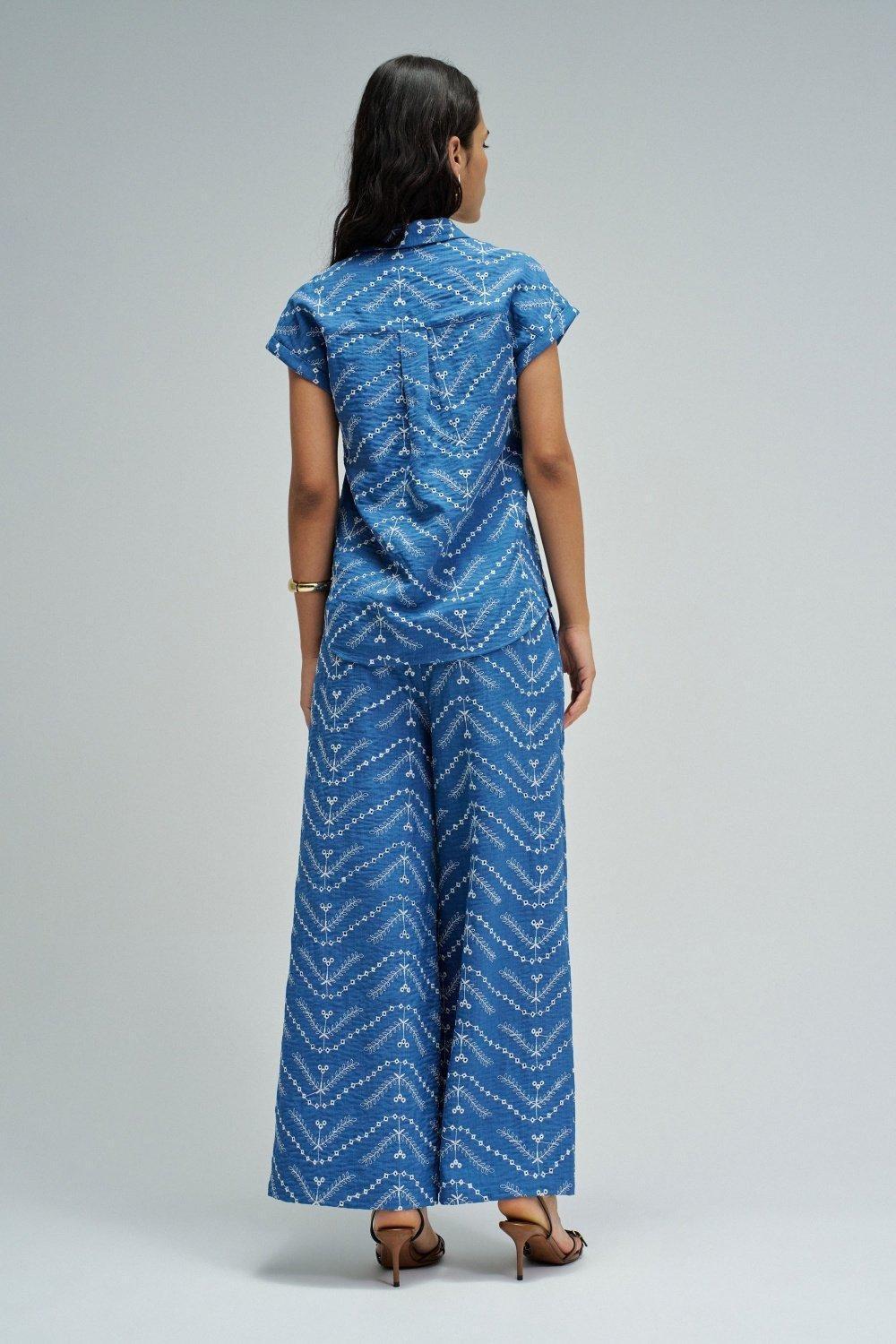 Shirt with Embroidery, Blue, large image number 3