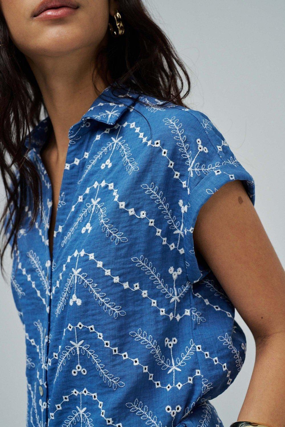 Shirt With Embroidery, Blue, large image number 4