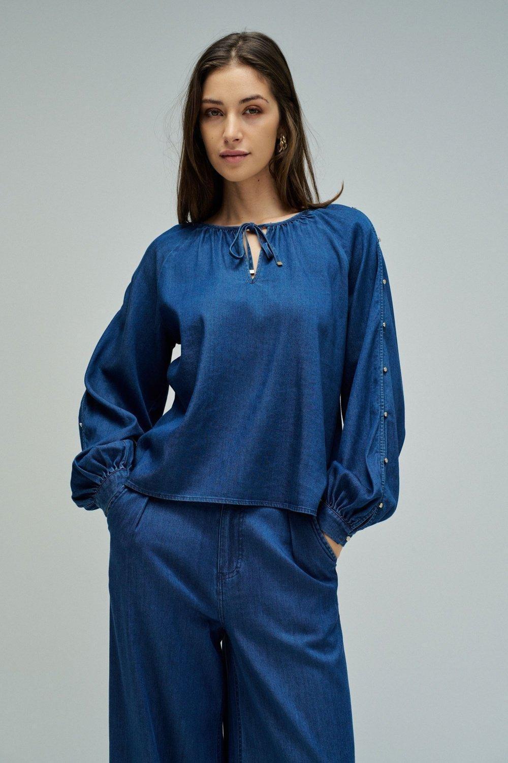 Lightdenim Blouse, Dark Blue, large image number 0