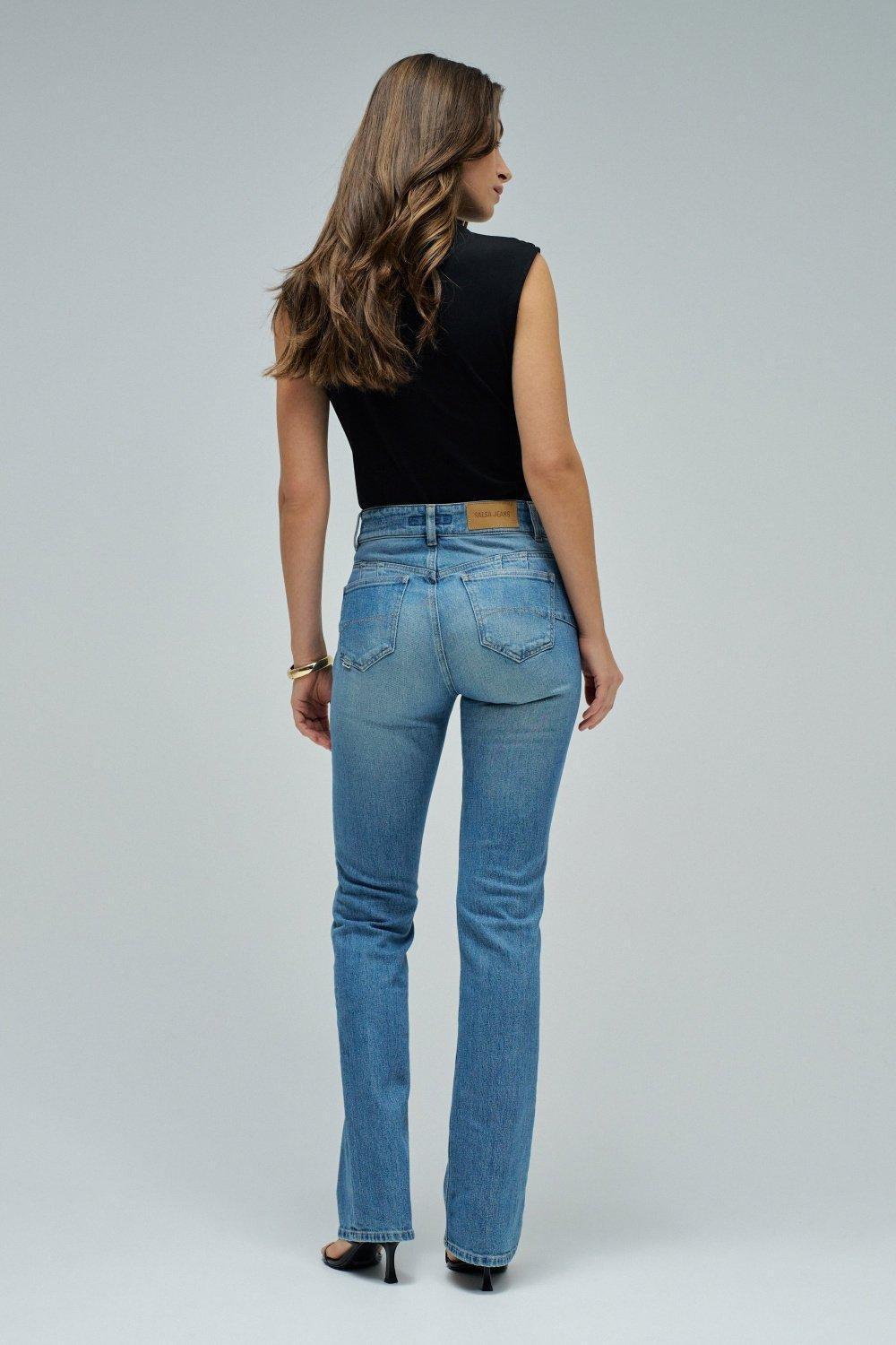 Destiny Push Up Bootcut Jeans, Blue, large image number 3