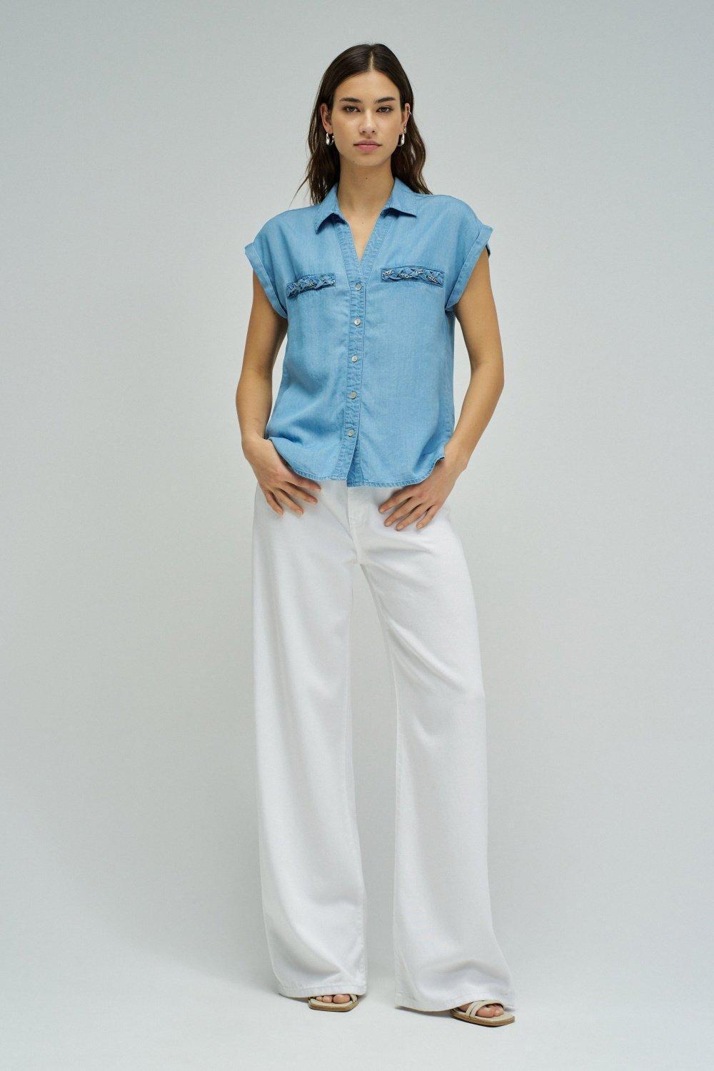 Shirt with Chain Detail, Navy, medium