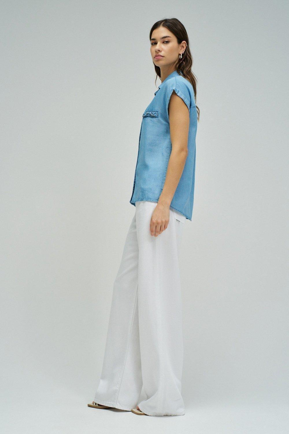 Shirt with Chain Detail, Navy, large image number 2