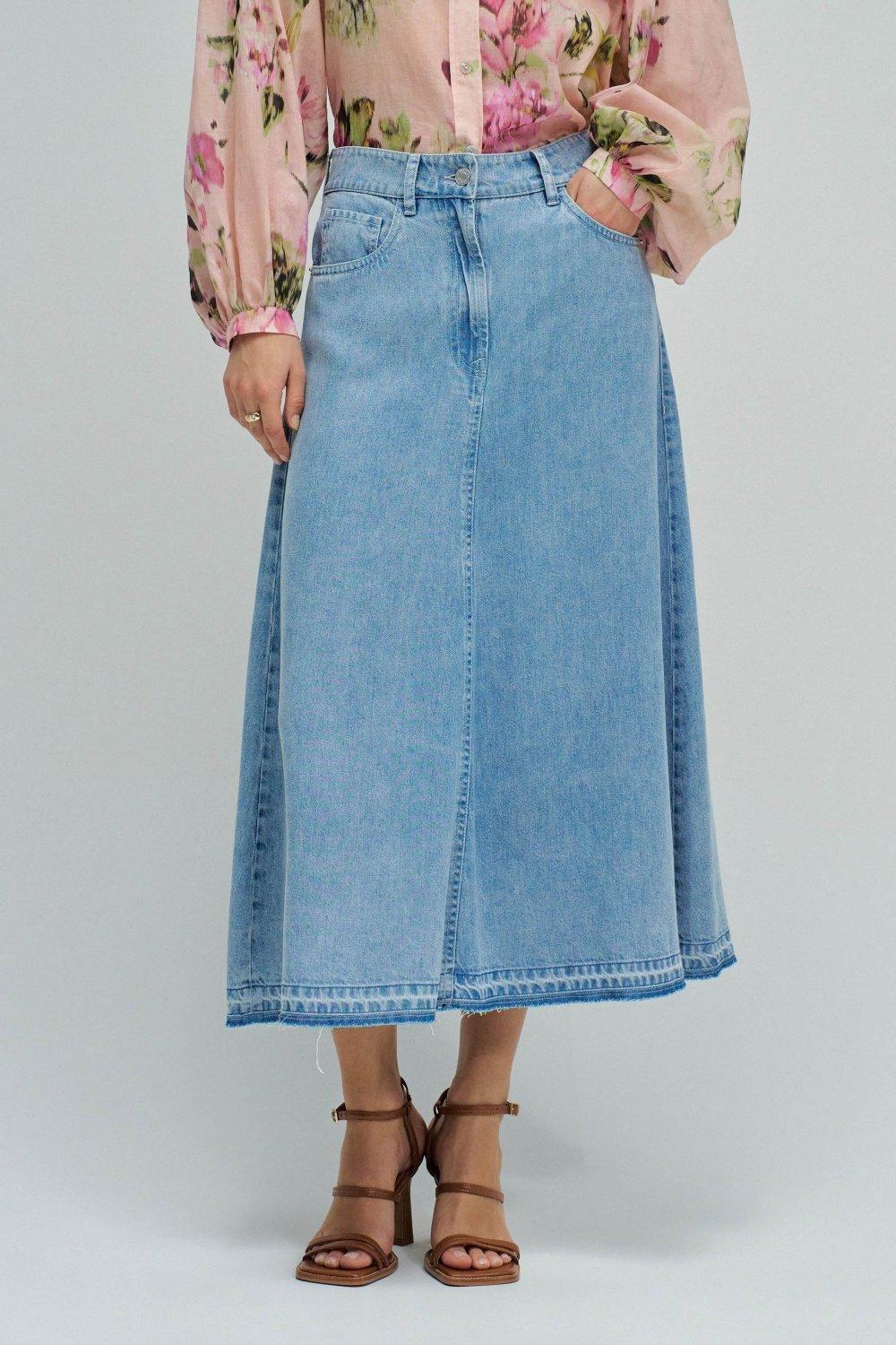 Midi Skirt In Lightdenim, Blue, medium