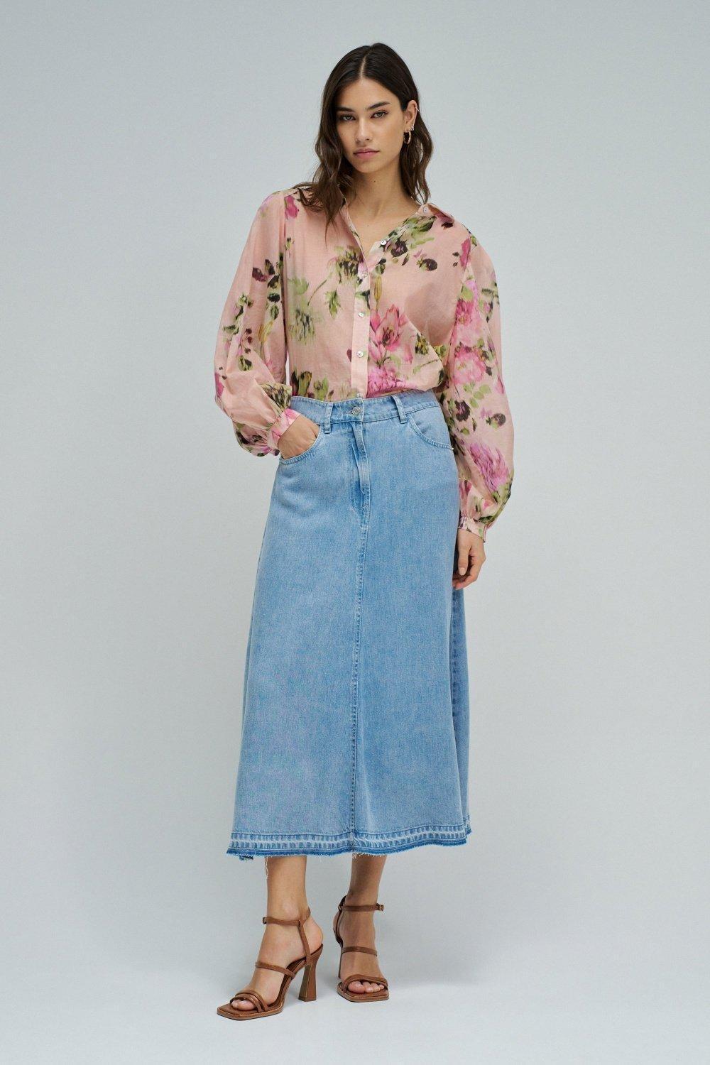 Midi Skirt In Lightdenim, Blue, medium