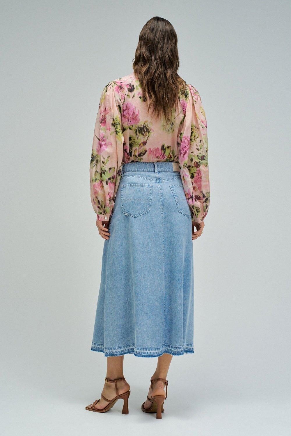 Midi Skirt In Lightdenim, Blue, large image number 3