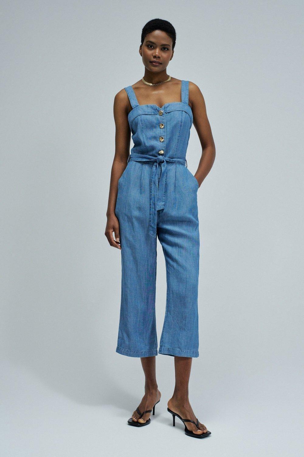 Lightdenim Overall With Linen, Blue, large image number 0