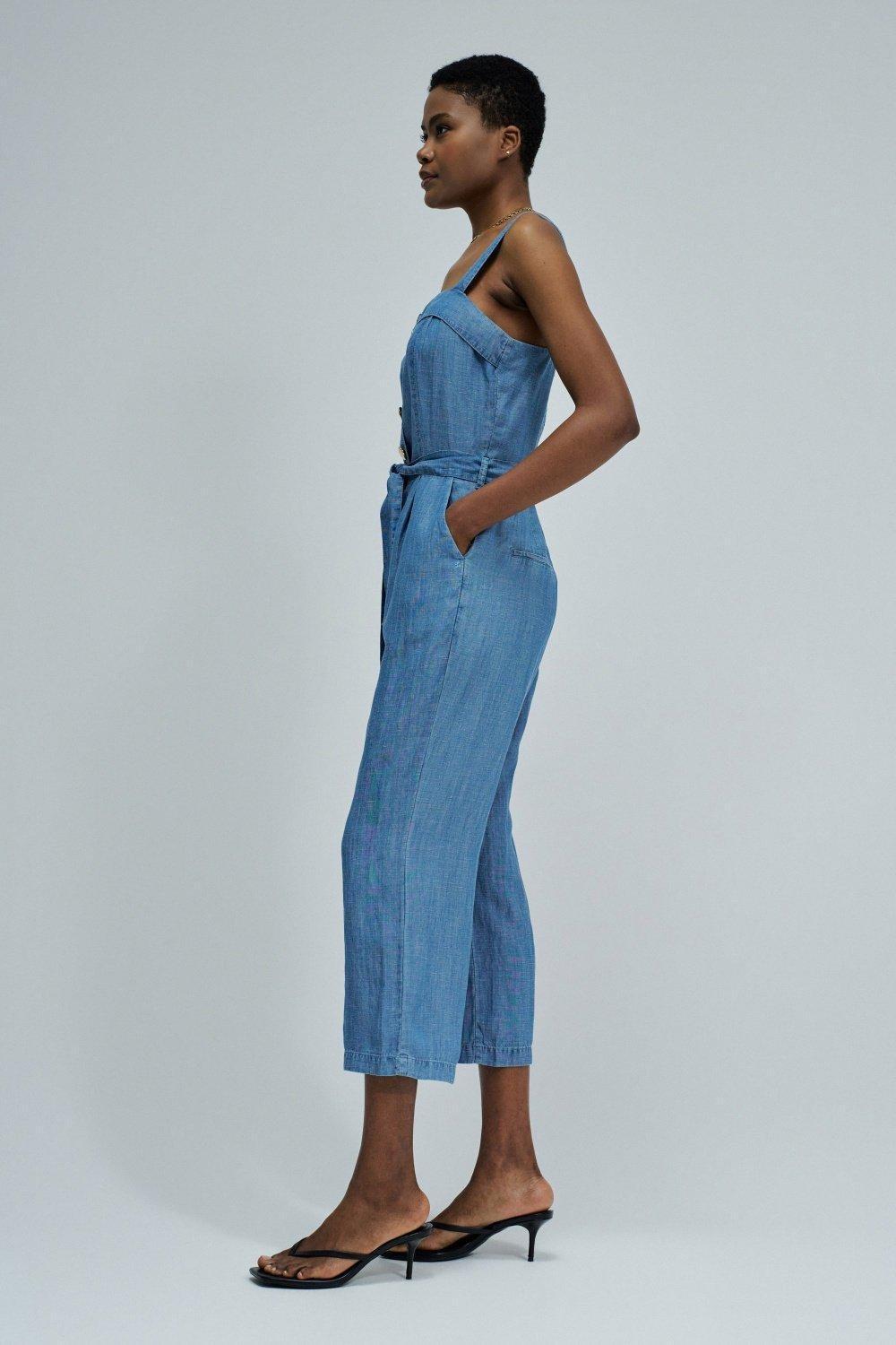 Lightdenim Overall With Linen, Blue, medium