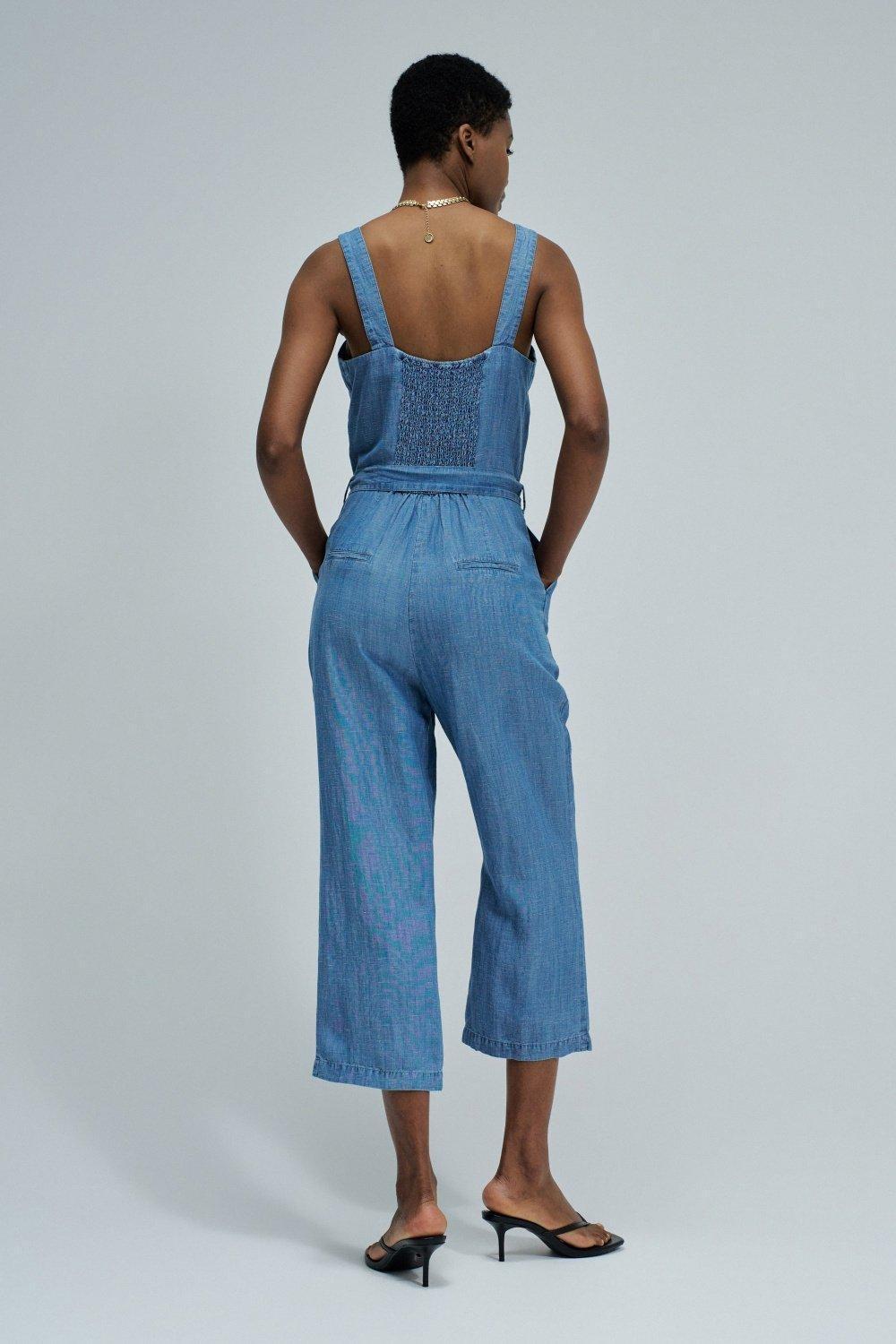 Lightdenim Overall With Linen, Blue, large image number 3