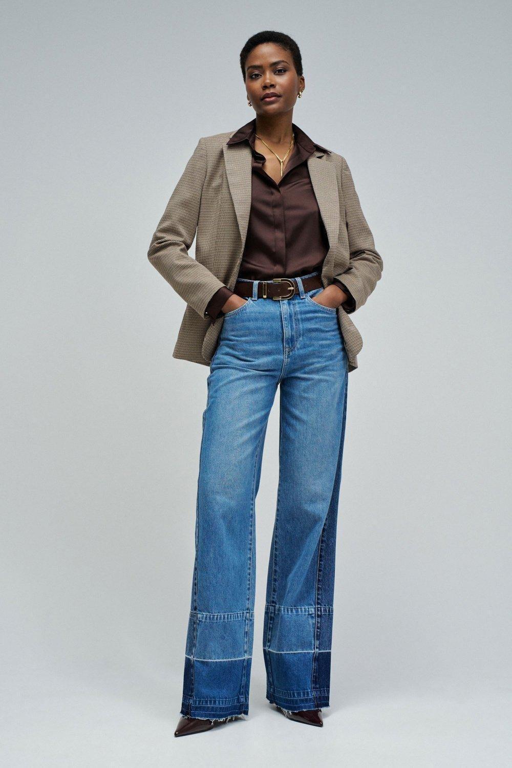 Wide Leg Jeans, Navy, large image number 1