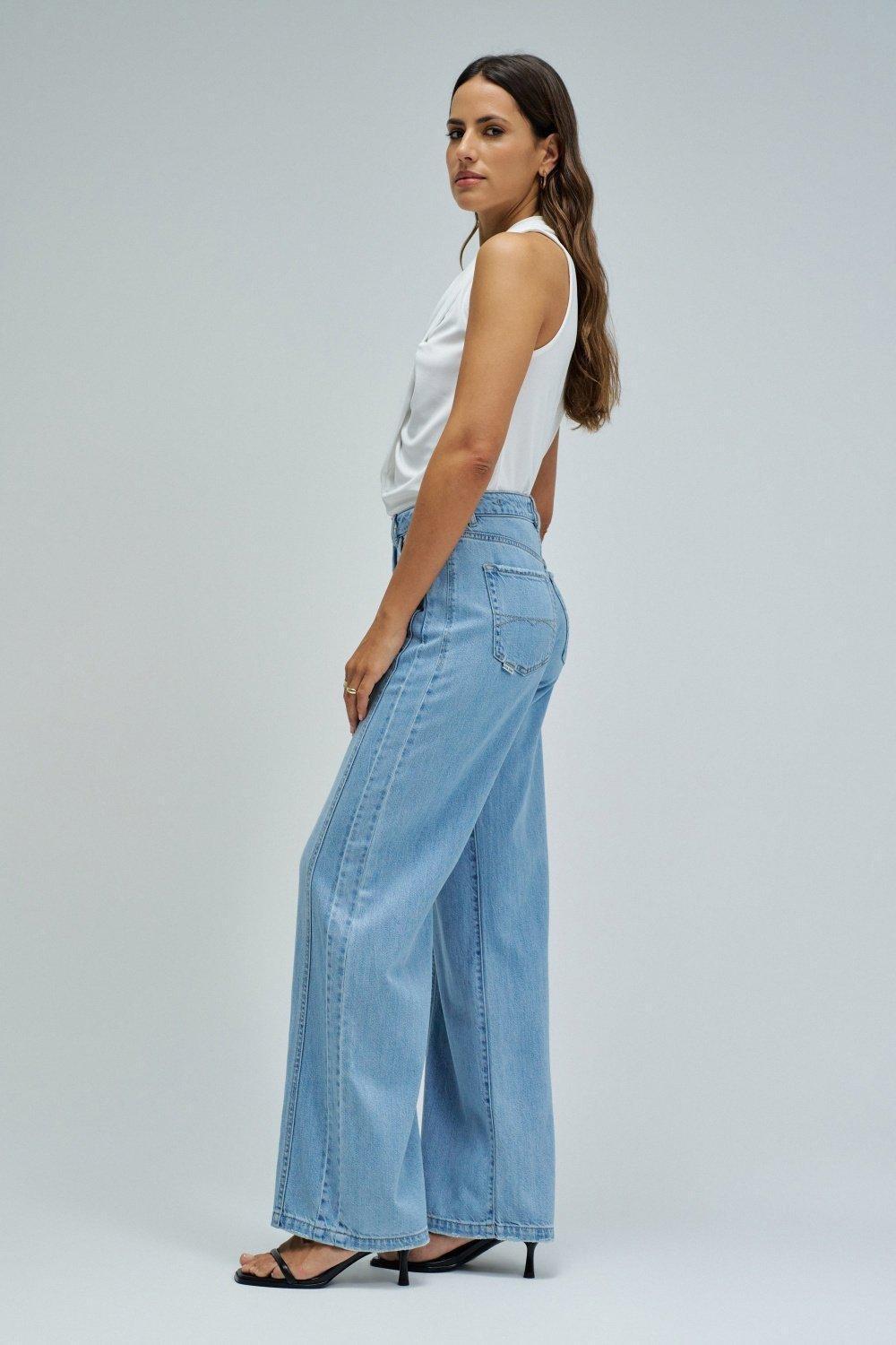 Wide Leg Jeans, Blue, medium