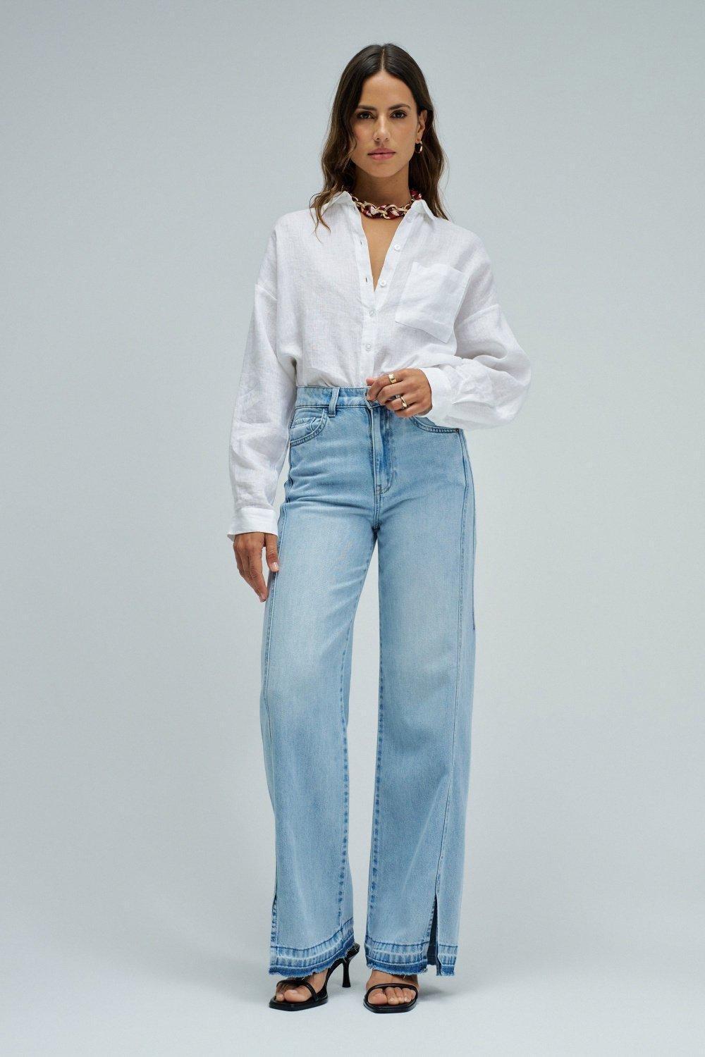 Wide Leg Jeans, Blue, medium
