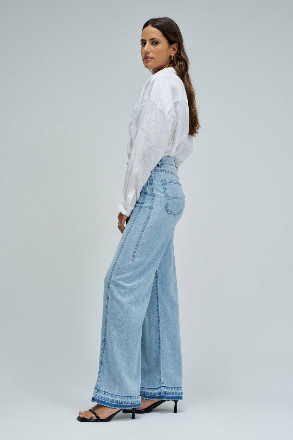 Wide Leg Jeans, Blue, medium