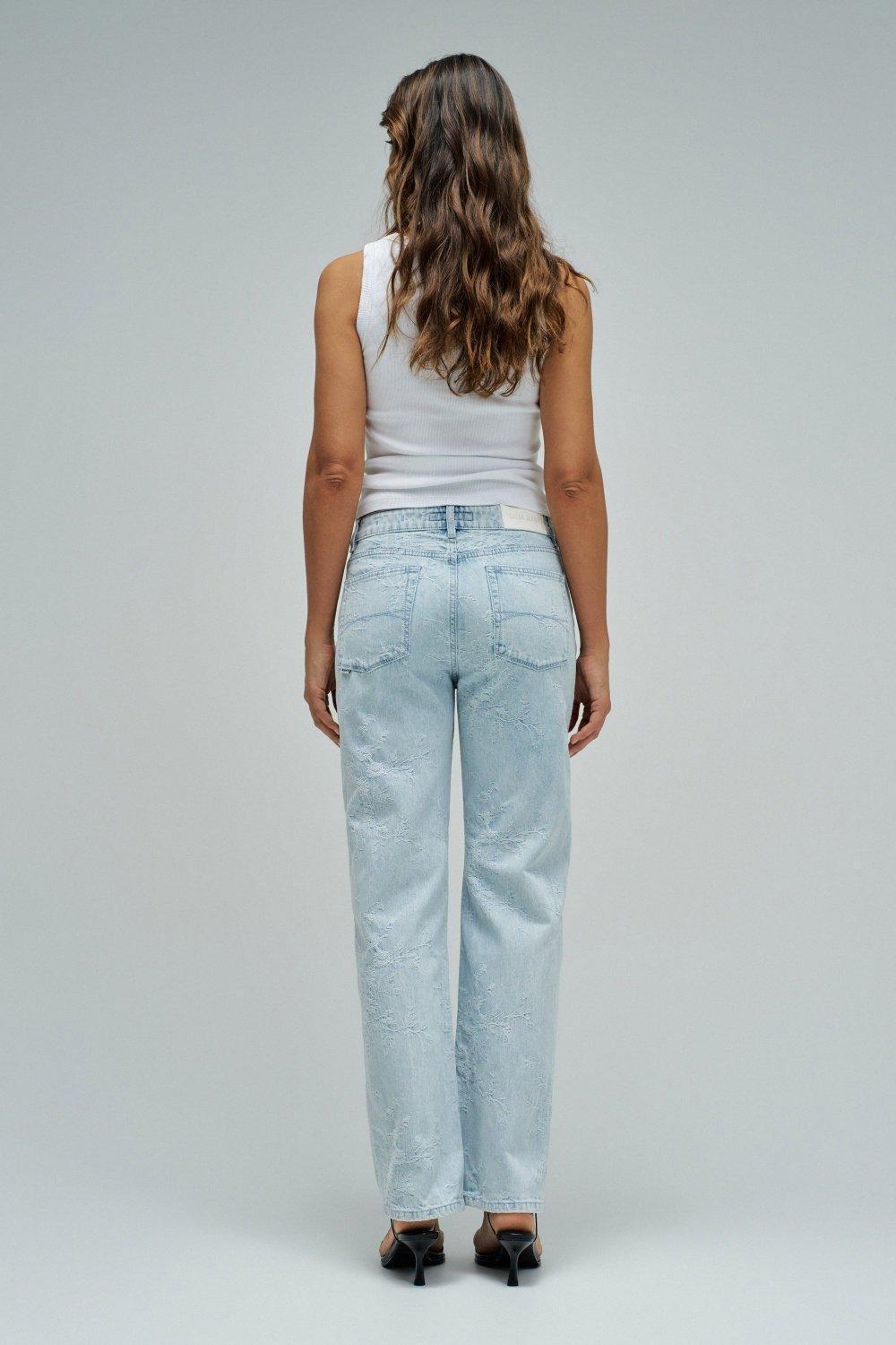 Straight Fit With Jacquard Jeans, Blue, large image number 3